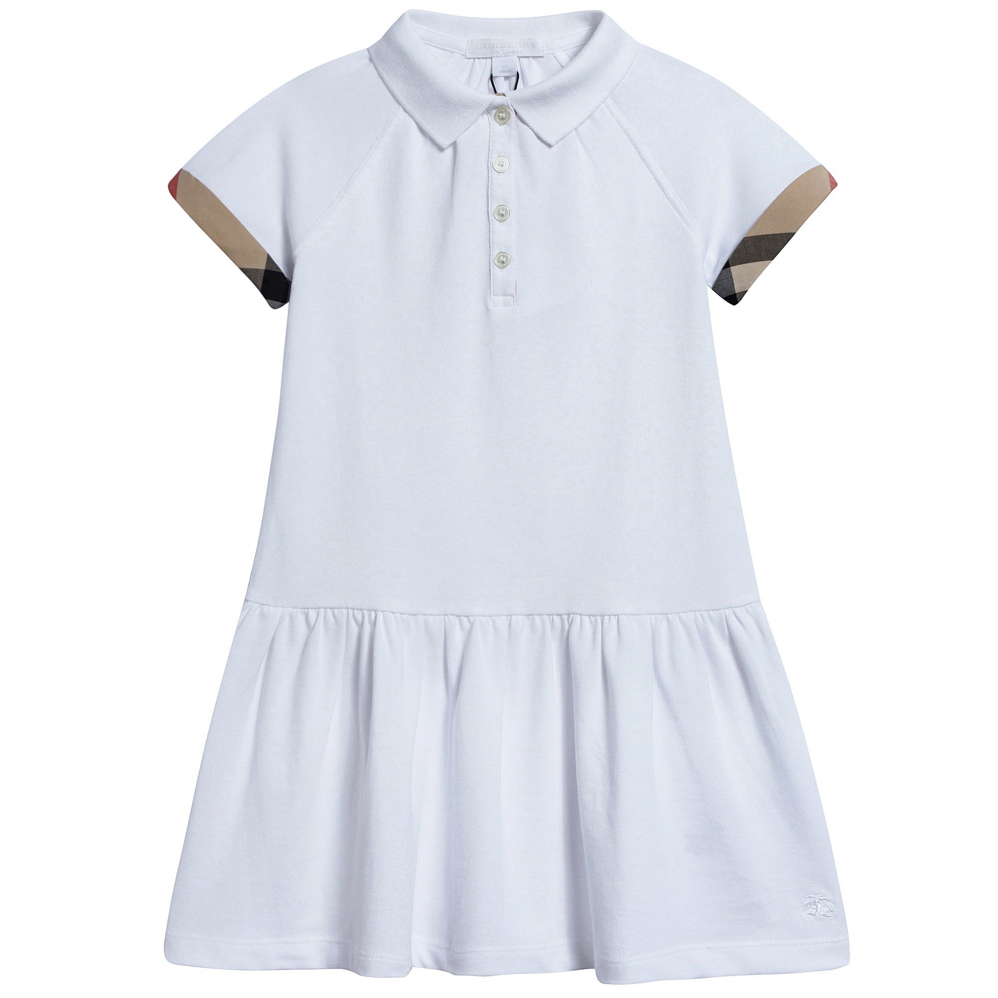 Girls White Cotton Polo Dress