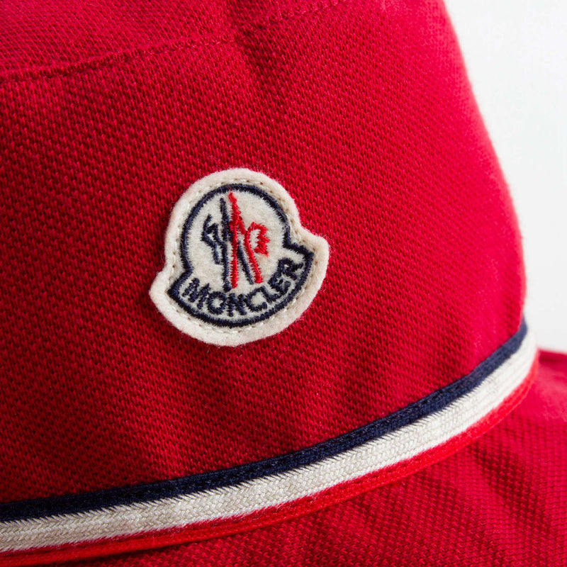 Baby Red Sun Hat With Striped Trims