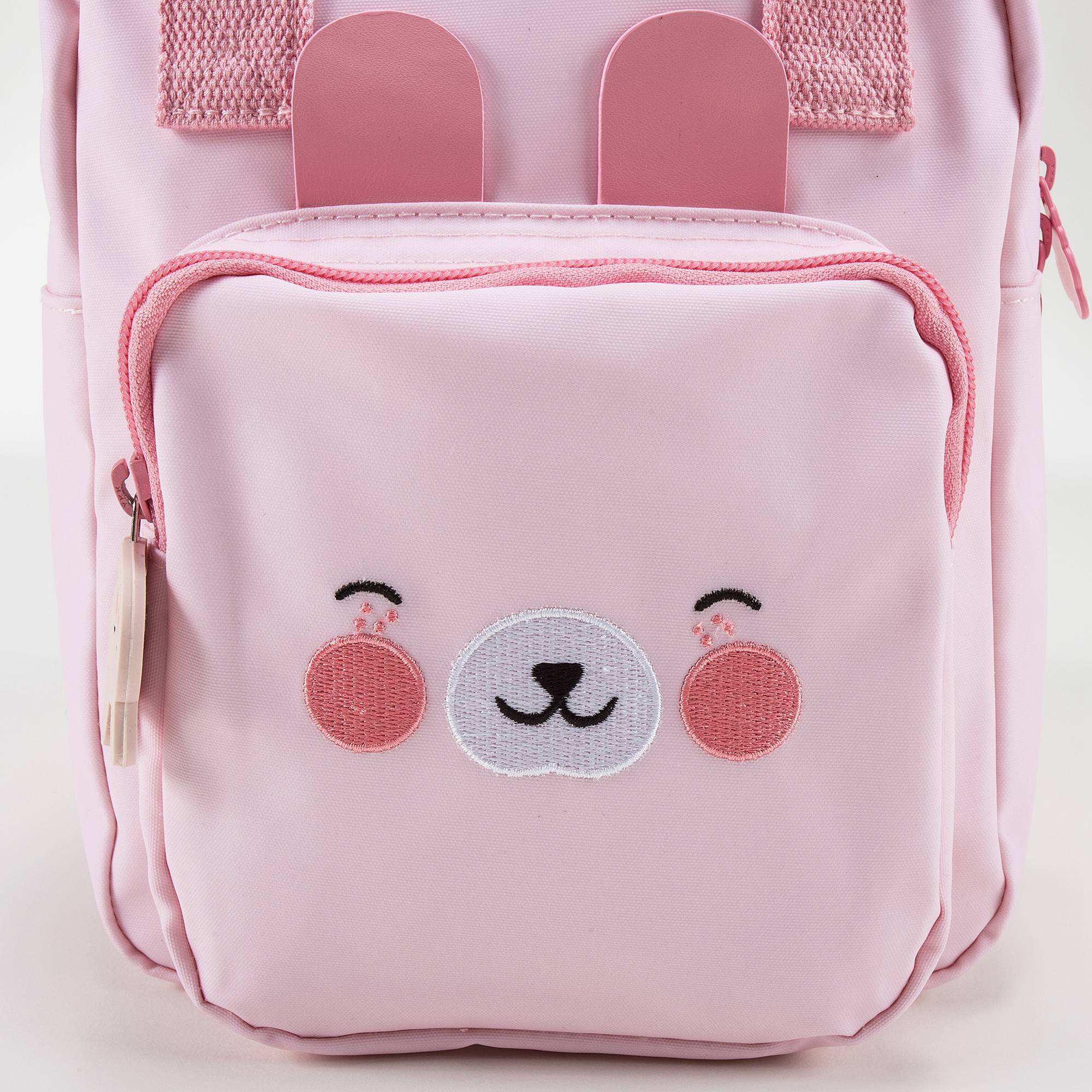 Girls Light Pink Bunny Faces Backpack（20 x 13 x 26 cm）