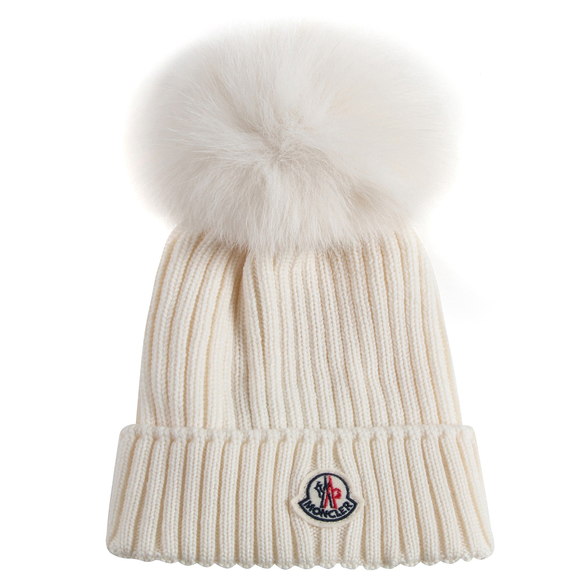 Boys & Girls Ivory Knitted Hat With Fur Pom-Pom Trim