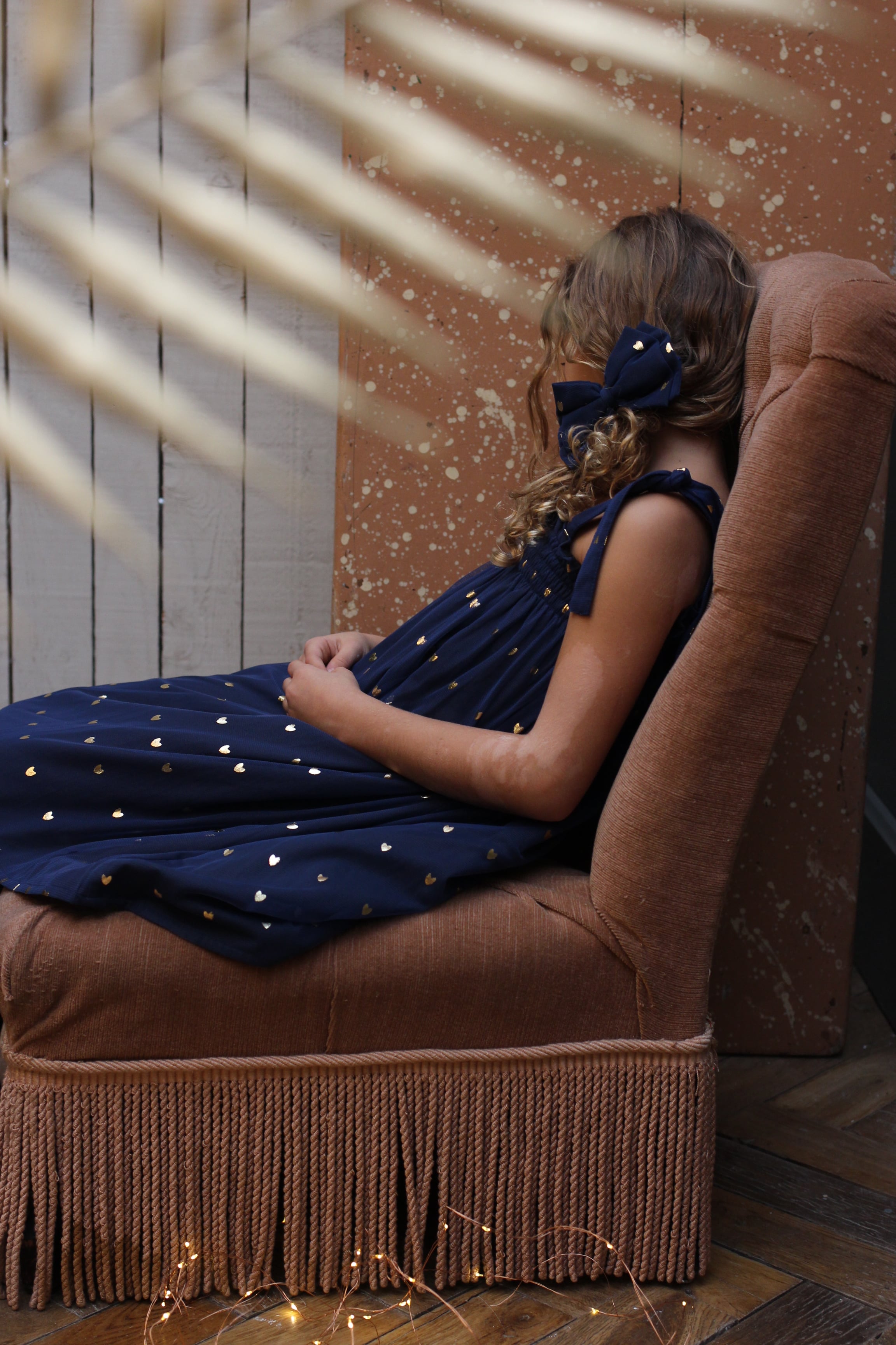 Girls Blue Heart Cotton Dress