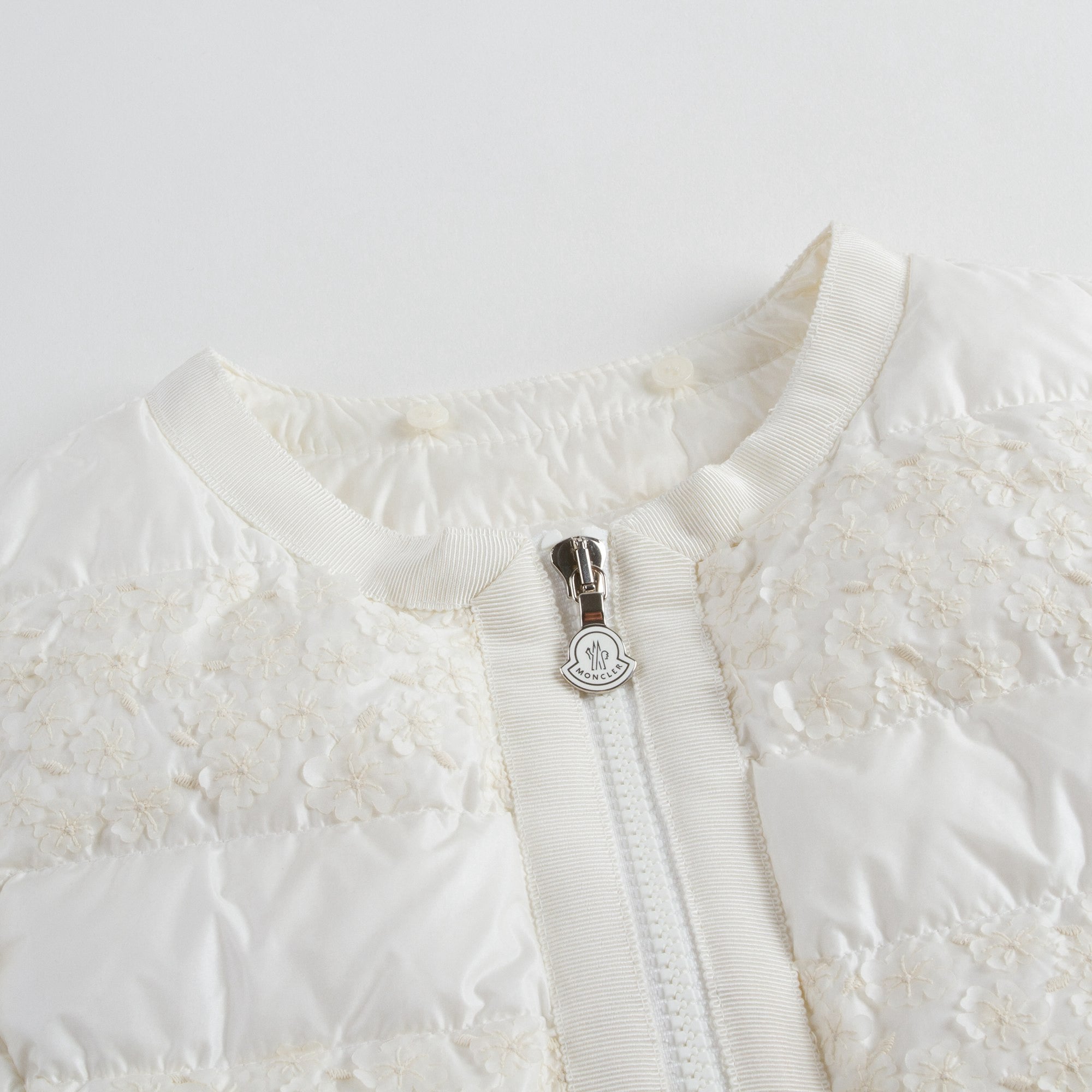Girls White Patch Trims Down Padded Jacket