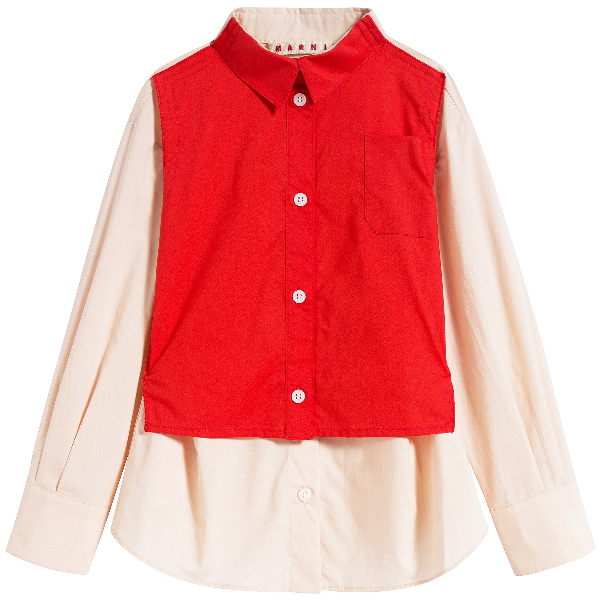 Girls Cream Pink Cotton Shirt