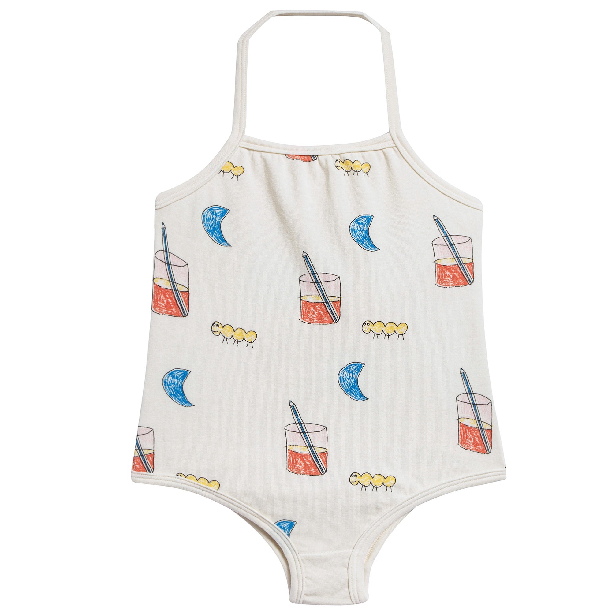 Girls Raw White Glasses Cotton Swimsuit