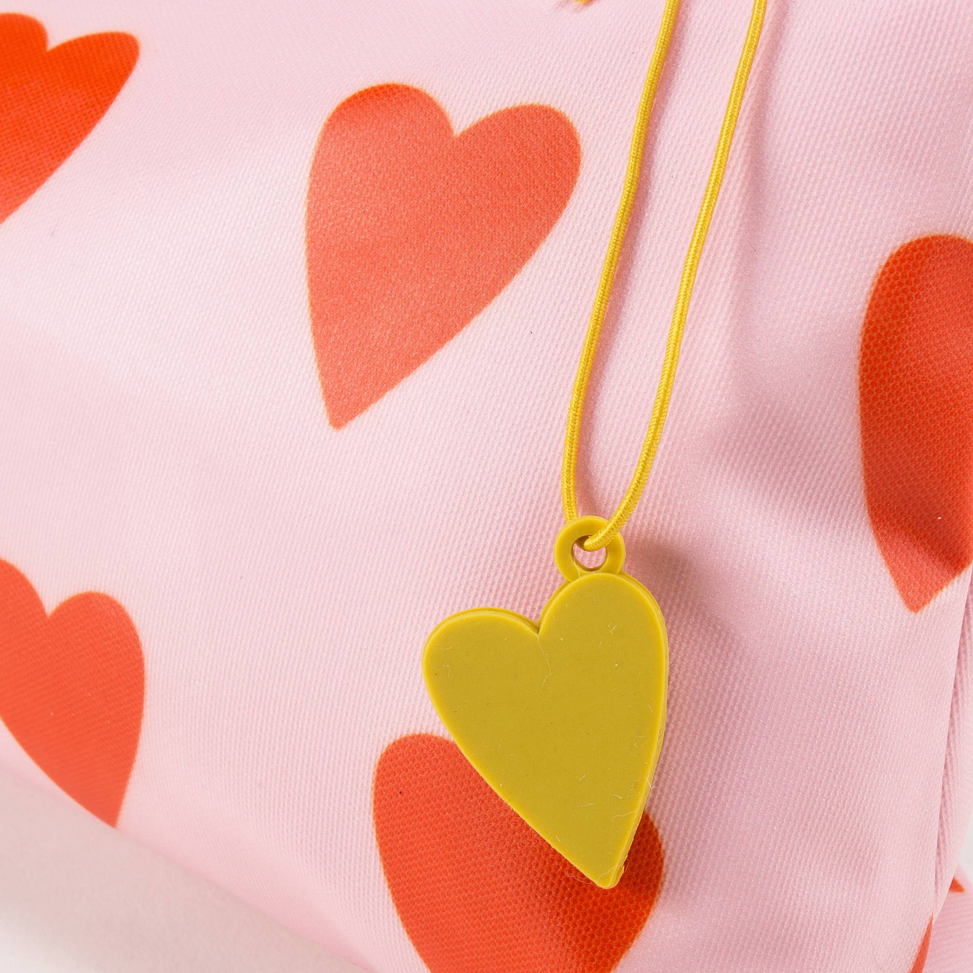 Girls Soft Pink & Orange Hearts Printed Pencil Pouch（29 x 13 cm）