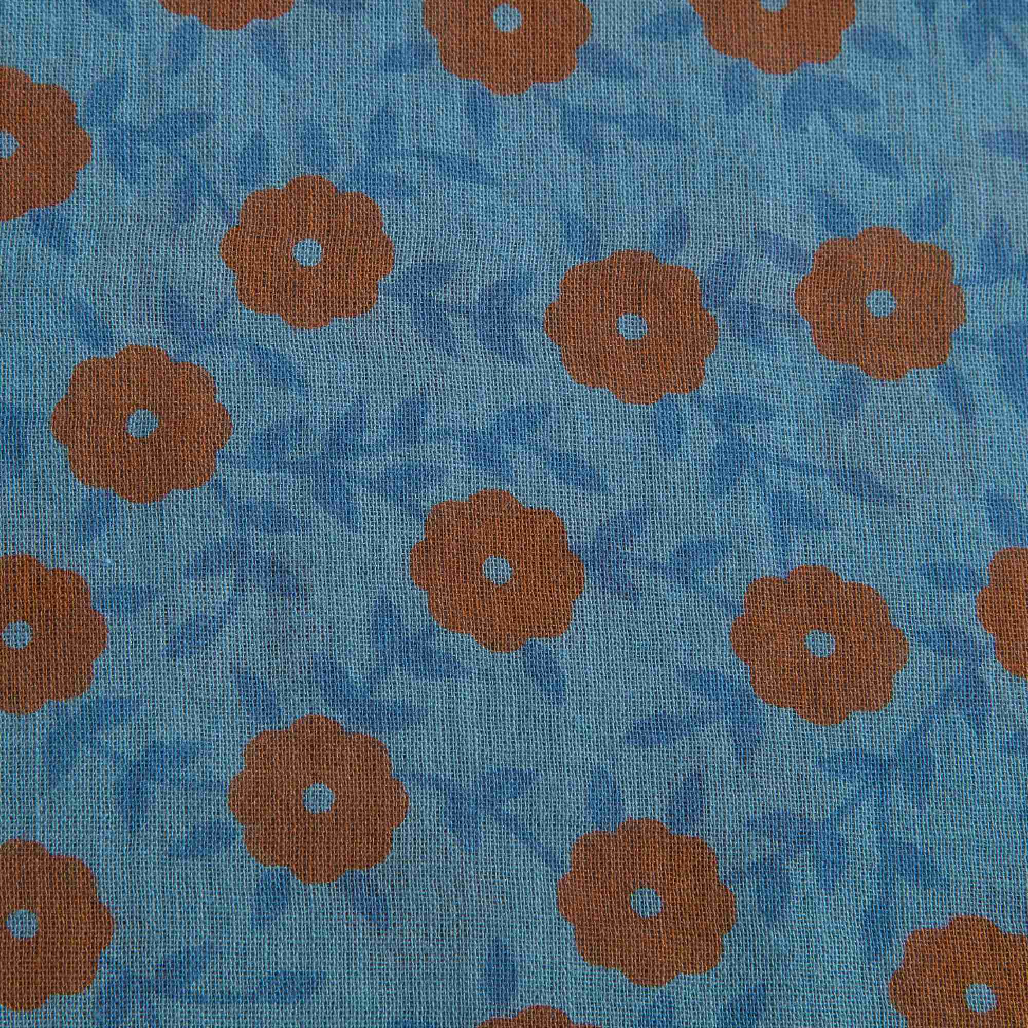 Girls Blue Orage Cotton Square Scarf