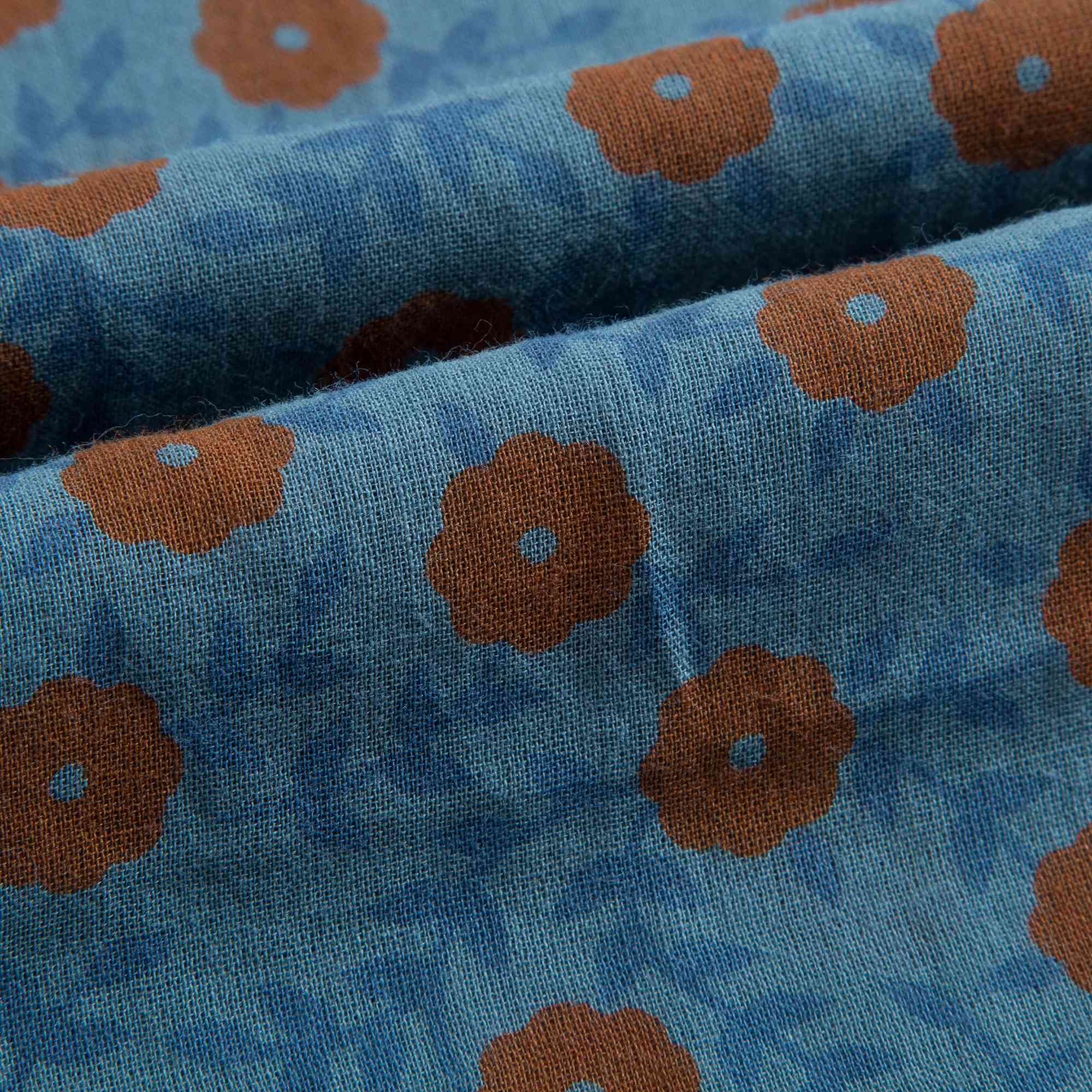 Girls Blue Orage Cotton Square Scarf