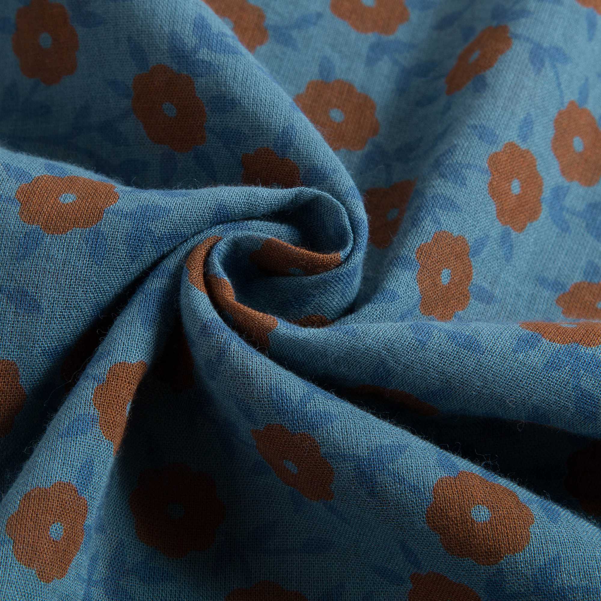 Girls Blue Orage Cotton Square Scarf