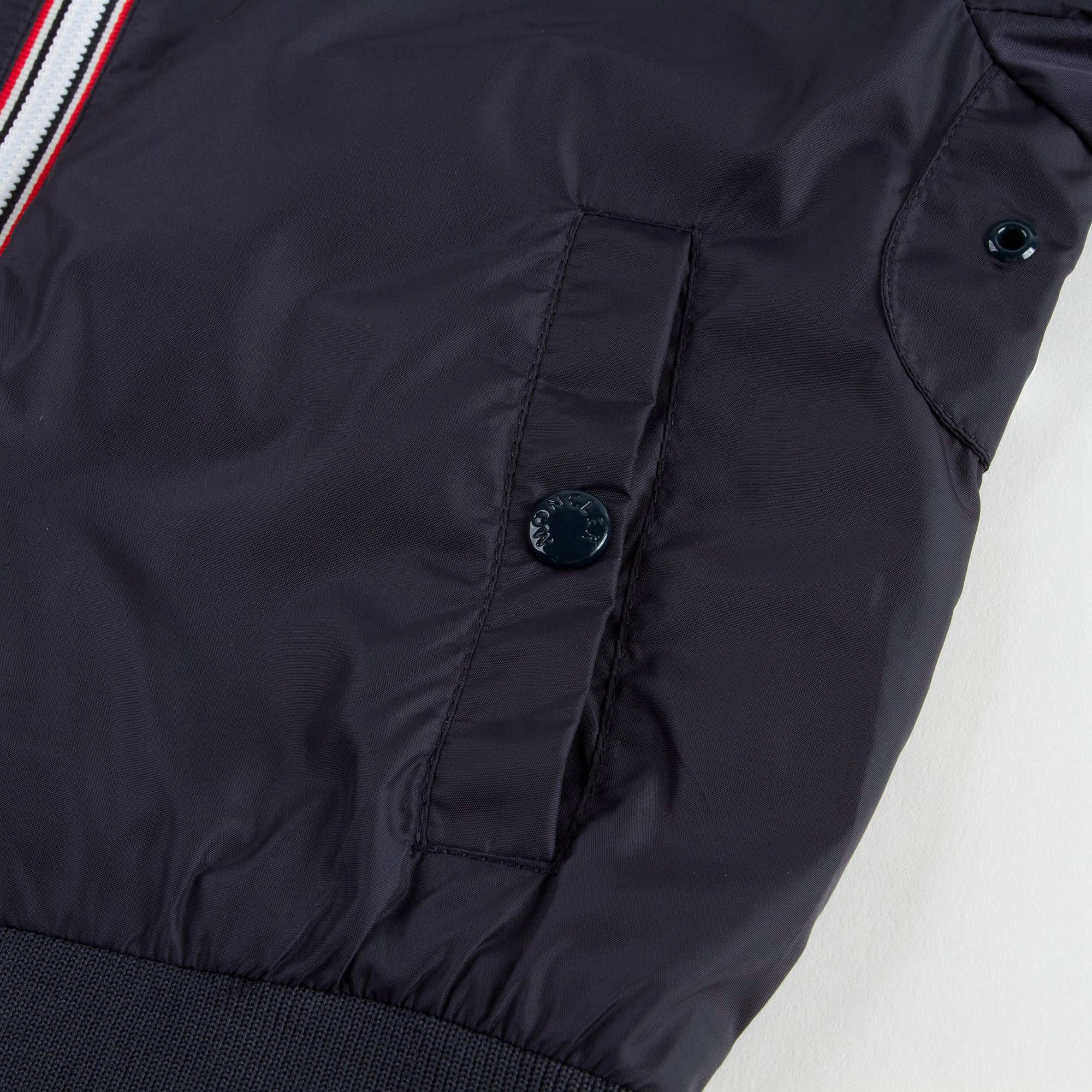Boys Navy Blue Ribbed Cuffs 'Fabrice' Jacket With White Zipper