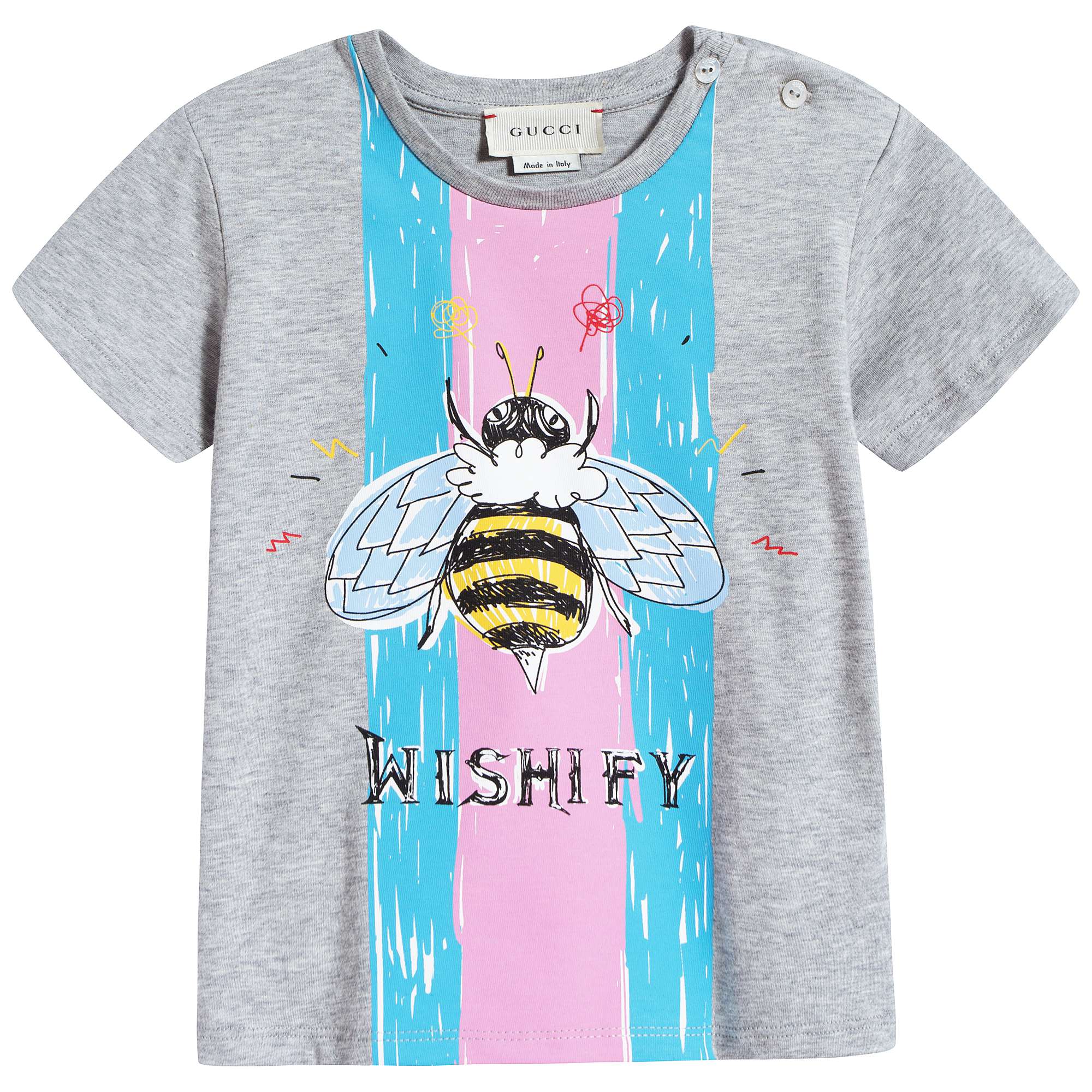 Baby Boys Grey Printed Cotton T-shirt