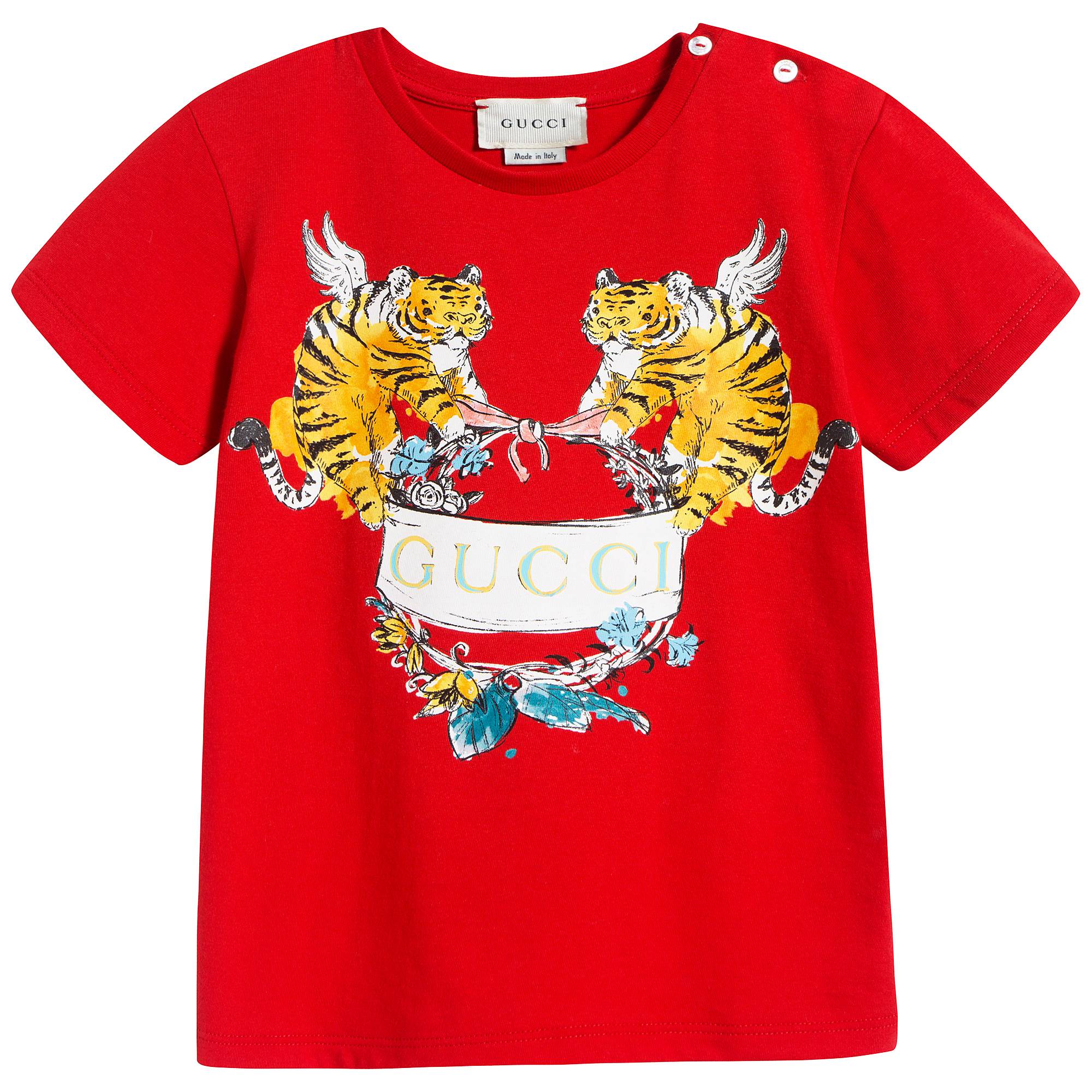 Baby Girls Red Printed Cotton T-shirt