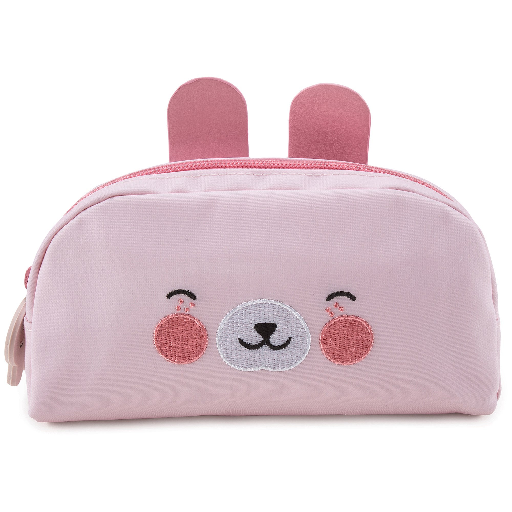 Girls Light Pink Bunny Printed Pencil Pouch（21 x 11 cm）