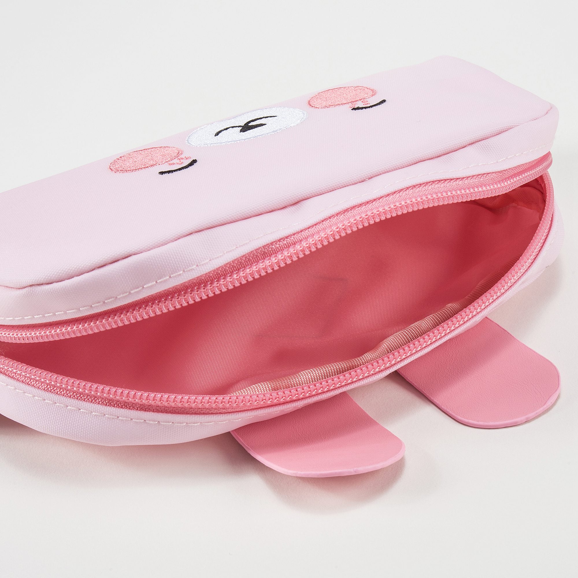 Girls Light Pink Bunny Printed Pencil Pouch（21 x 11 cm）