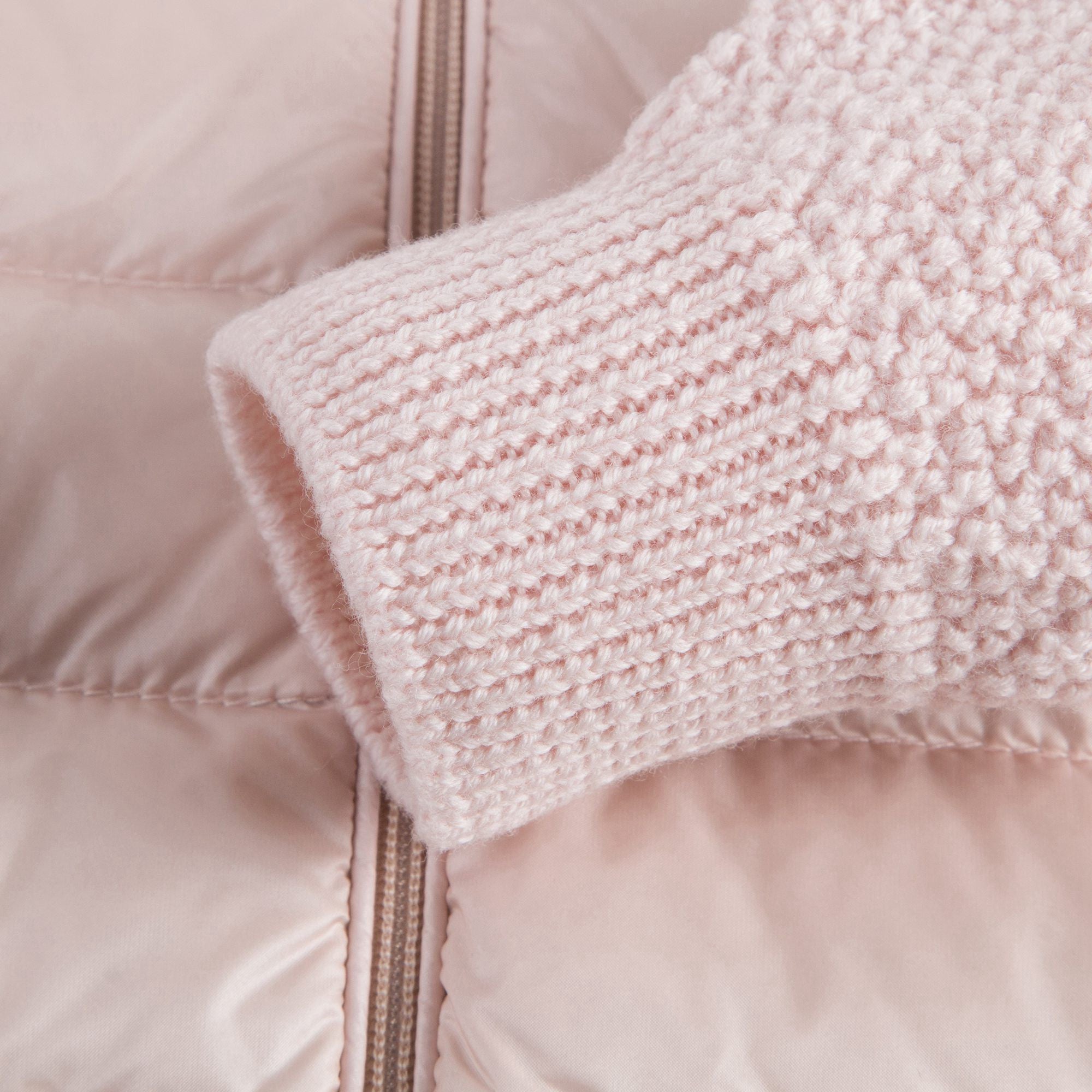 Girls Pink Knitted & Down Padded Cardigan