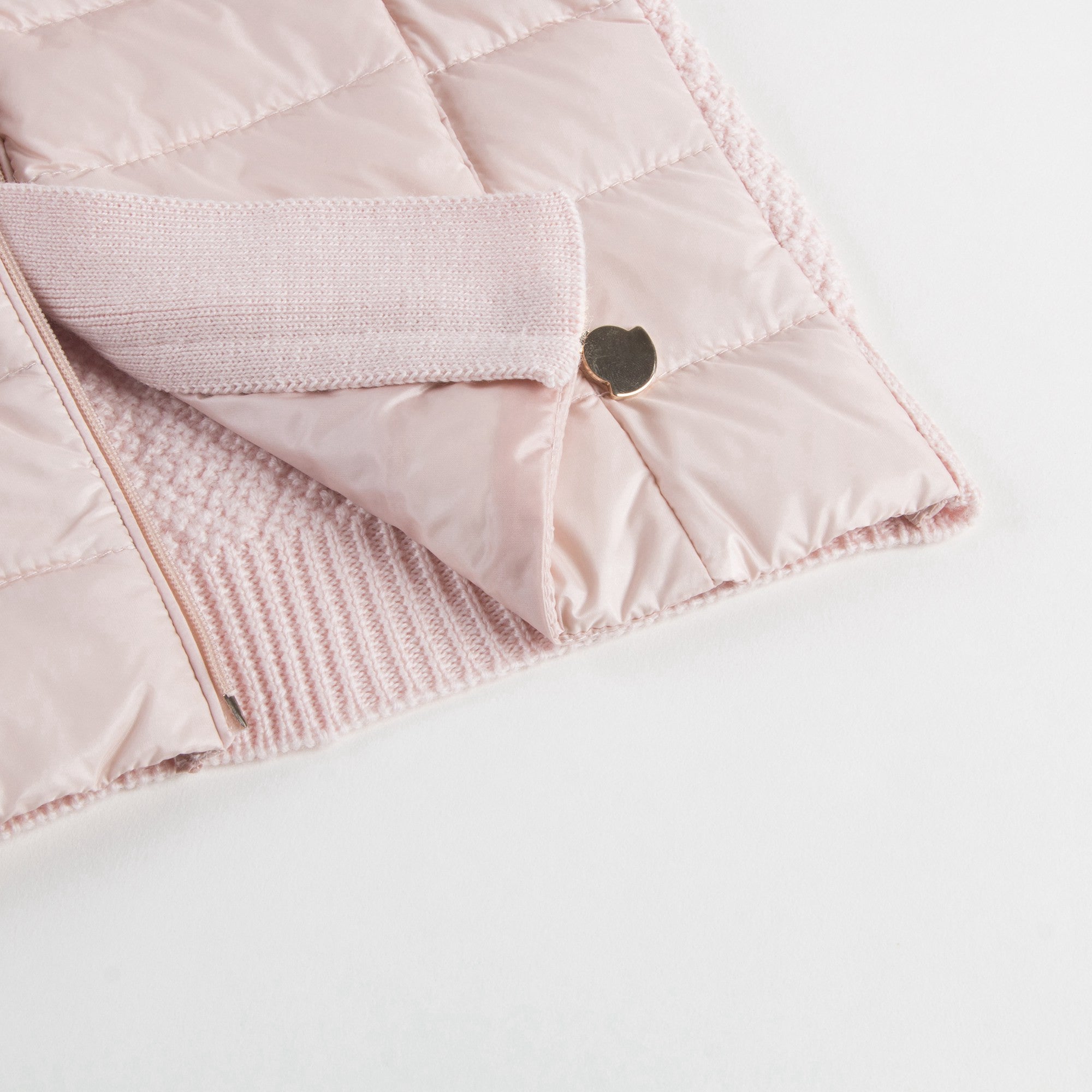 Girls Pink Knitted & Down Padded Cardigan