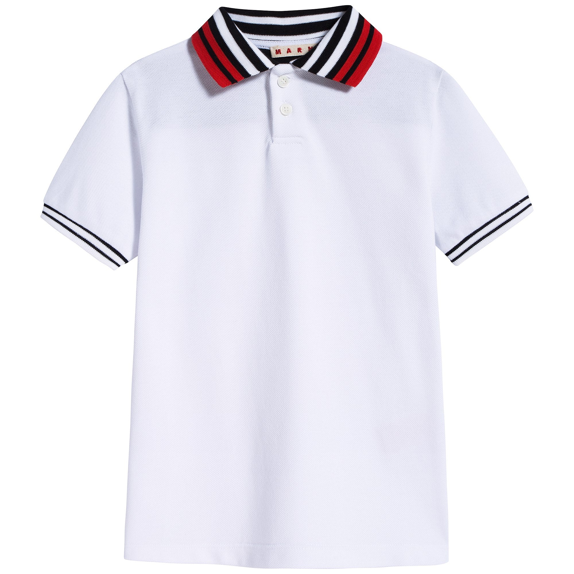 Boys White Cotton Polo Shirt