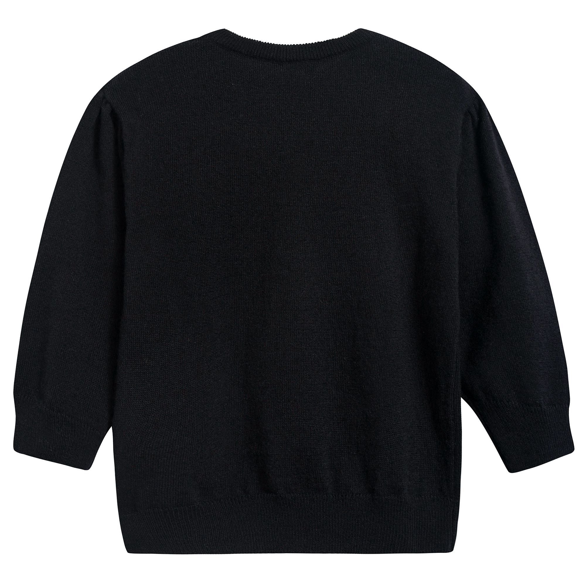 Girls Black  "Love"  Printed  Wool  Sweater