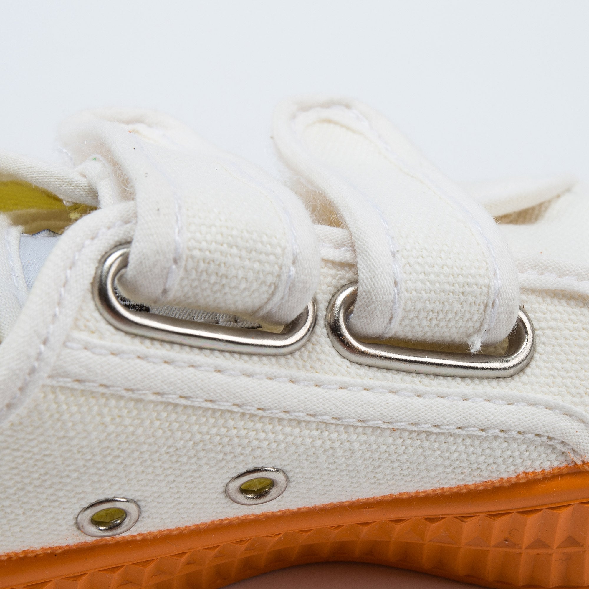 Girls White Orange Velcro Shoes