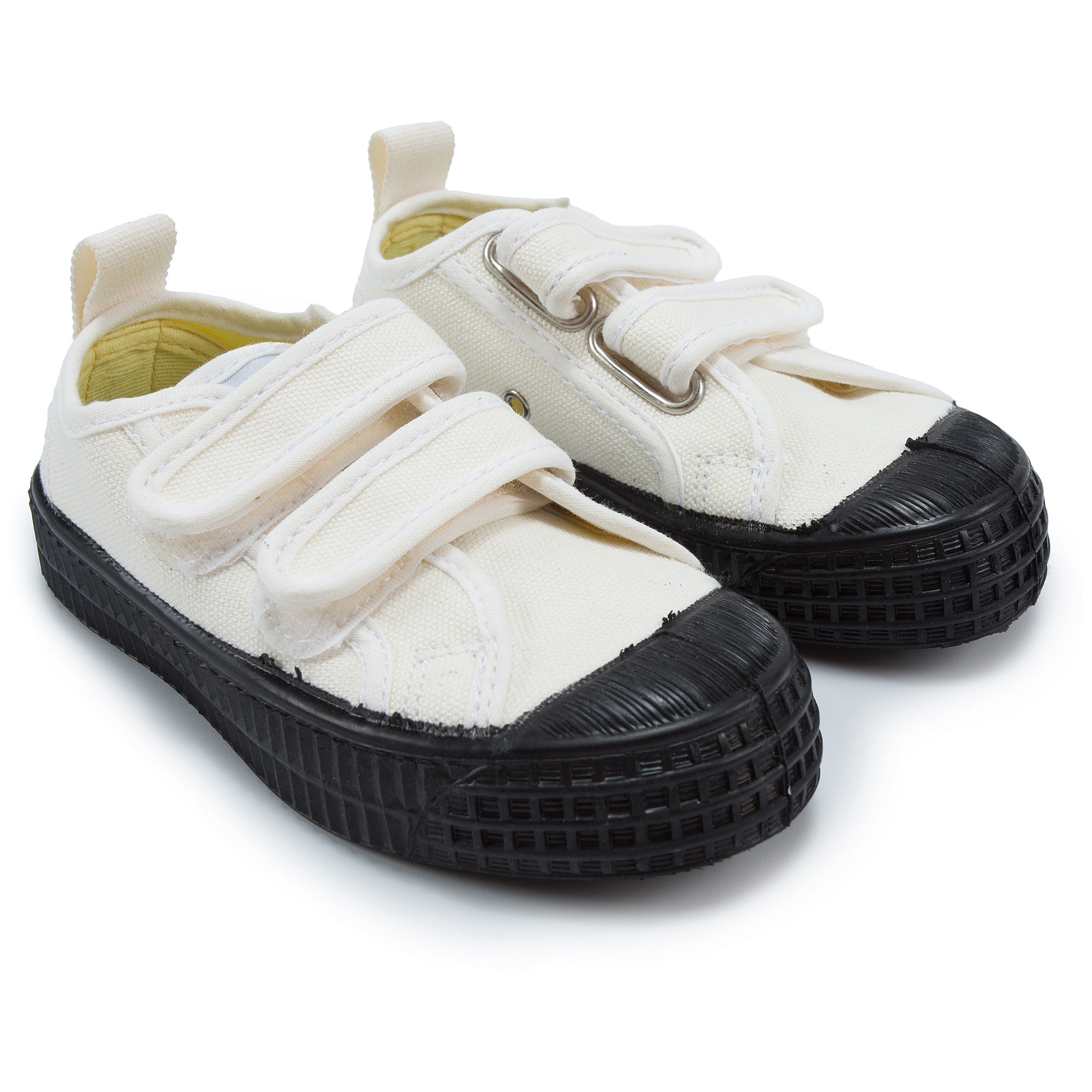 Boys White Black Velcro Shoes
