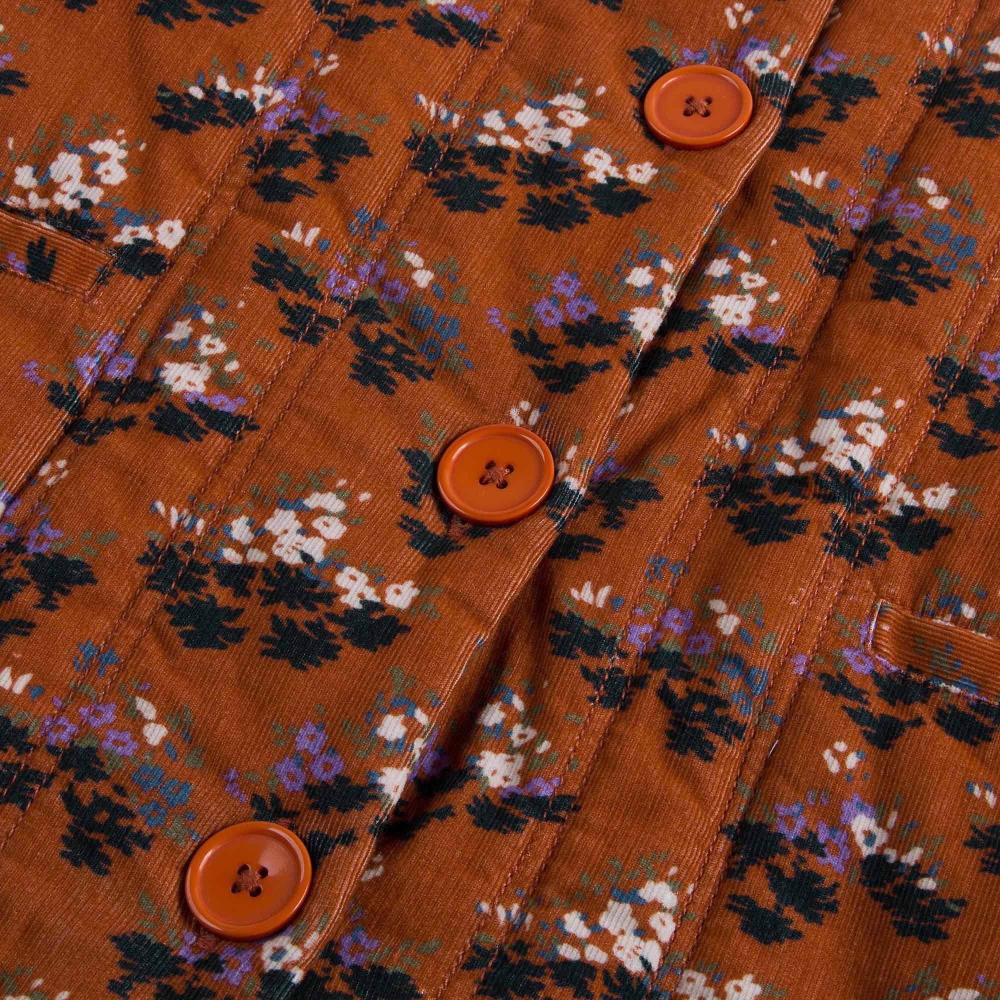 Girls Brown Velvet Flower printed Cotton Jacket - CÉMAROSE | Children's Fashion Store - 5