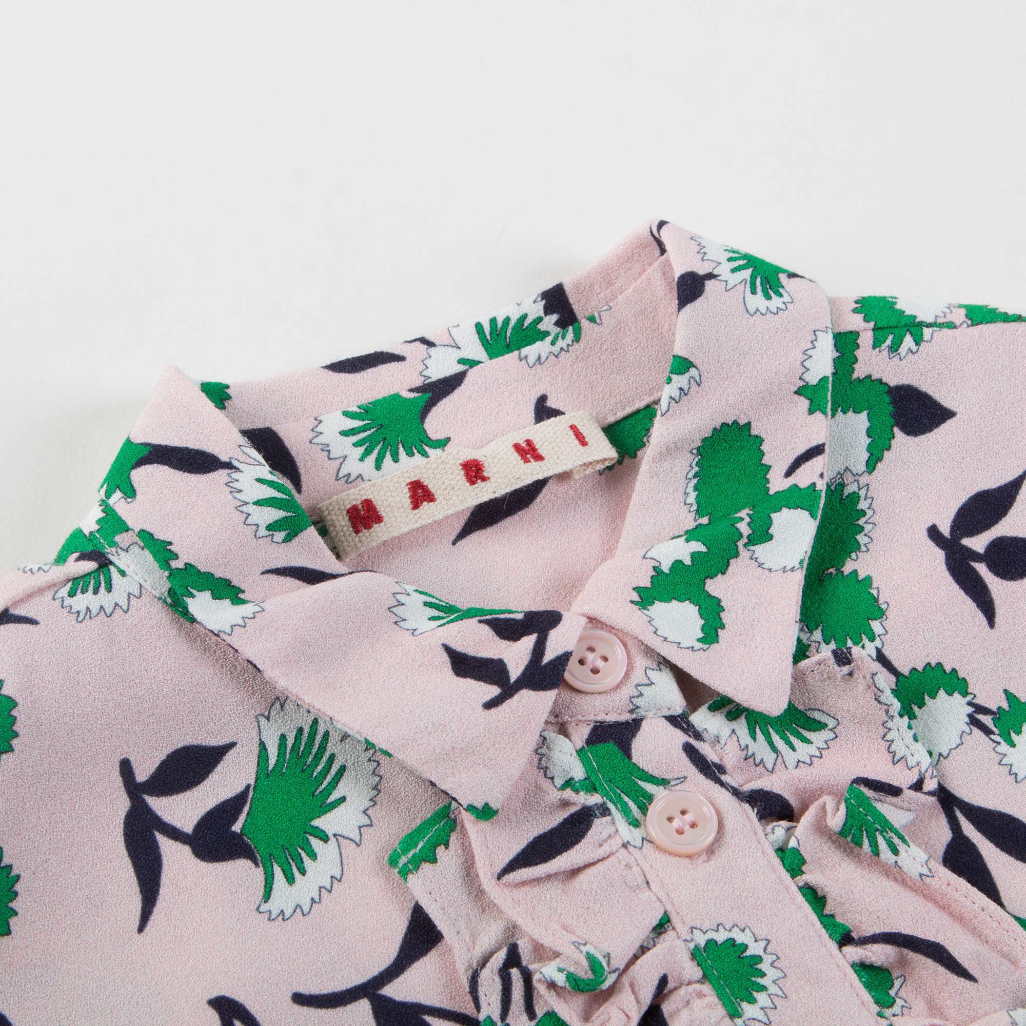Girls Pink & Green Rose Viscose Shirt