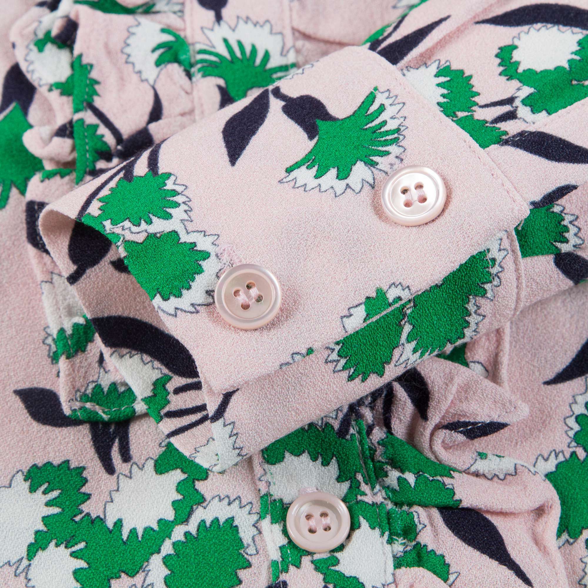 Girls Pink & Green Rose Viscose Shirt