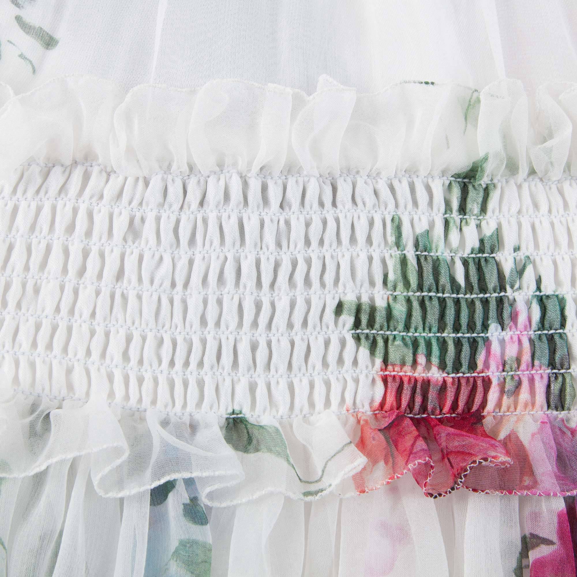 Girls White & Red Rose Dresse