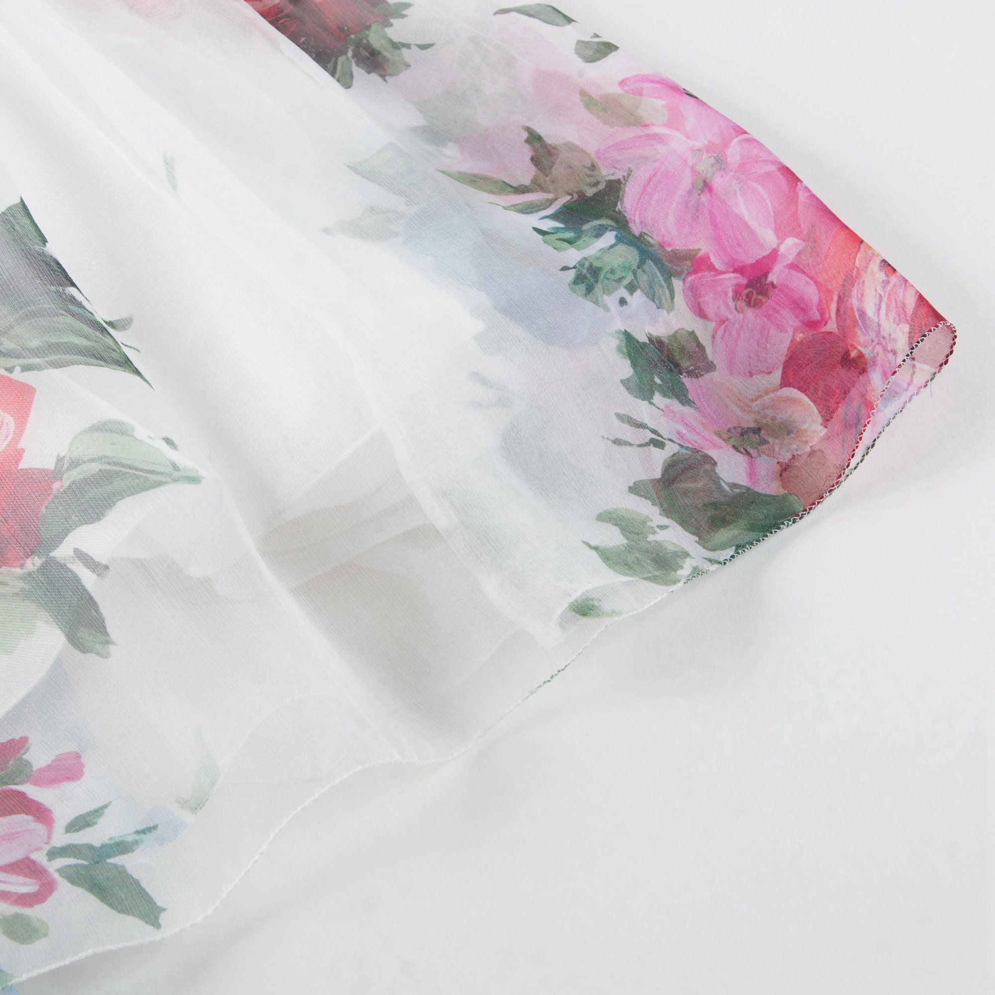 Girls White & Red Rose Dresse