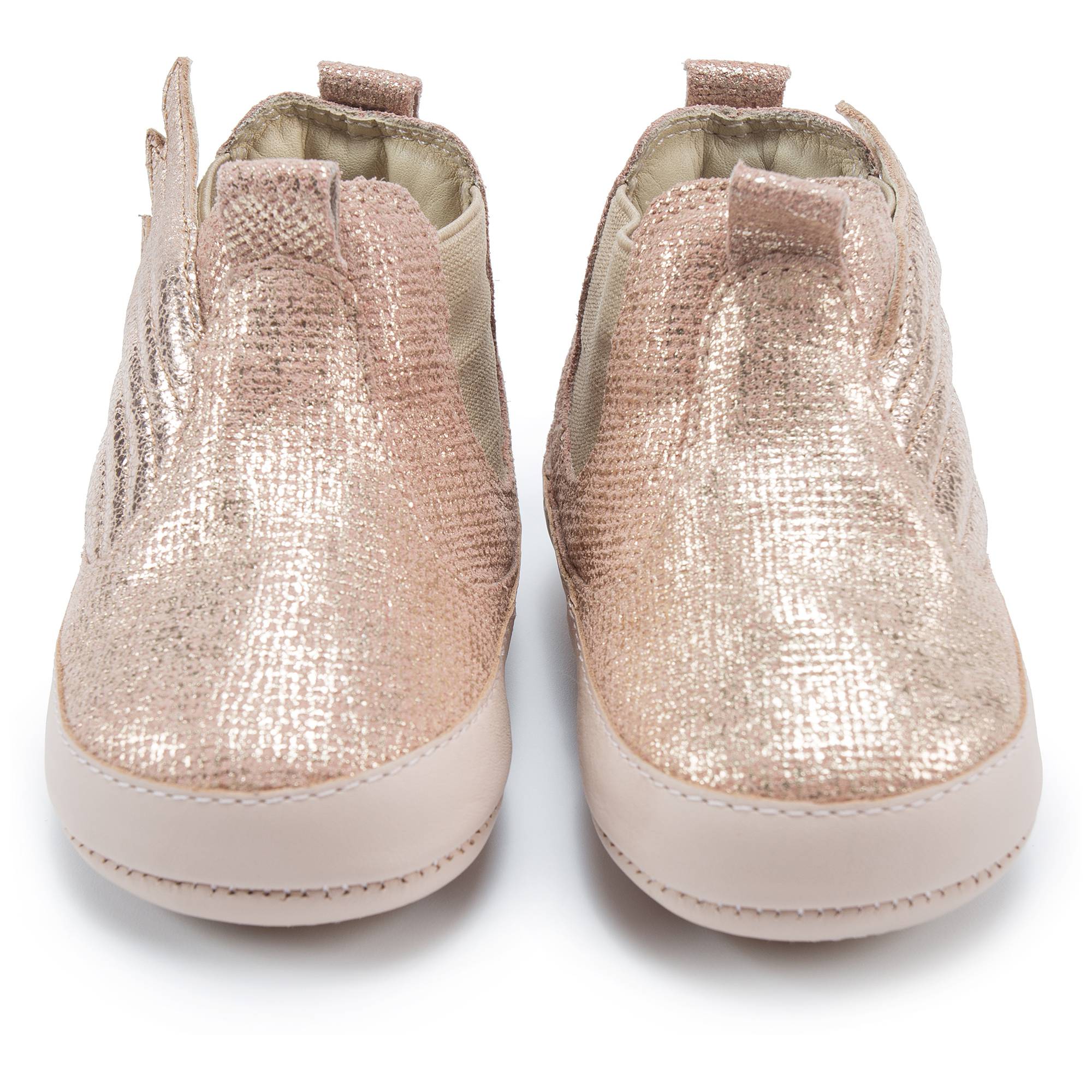 Baby Girls Rose Salmon Shine Leather Shoes