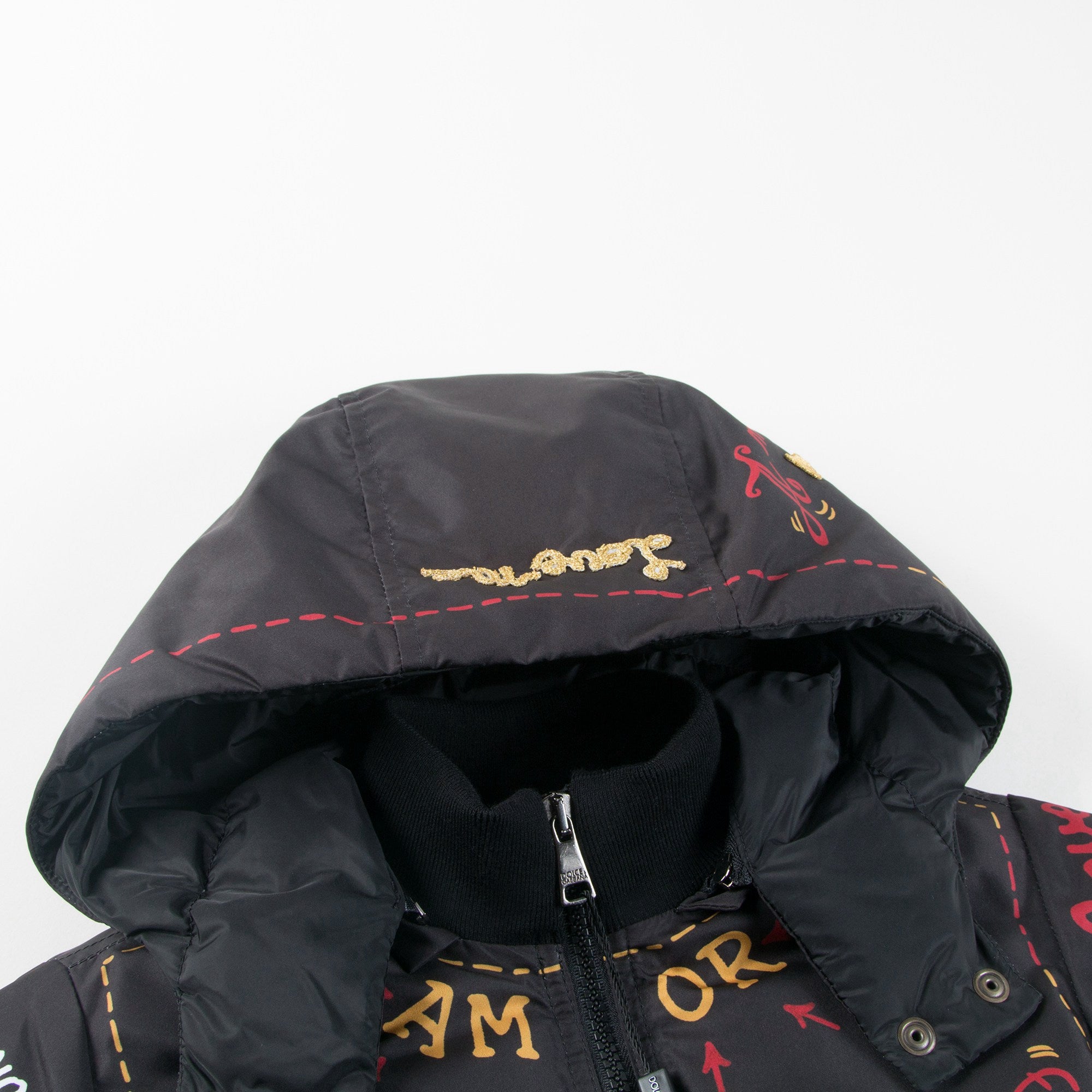 Girls Black "My Love" Polyester Coat