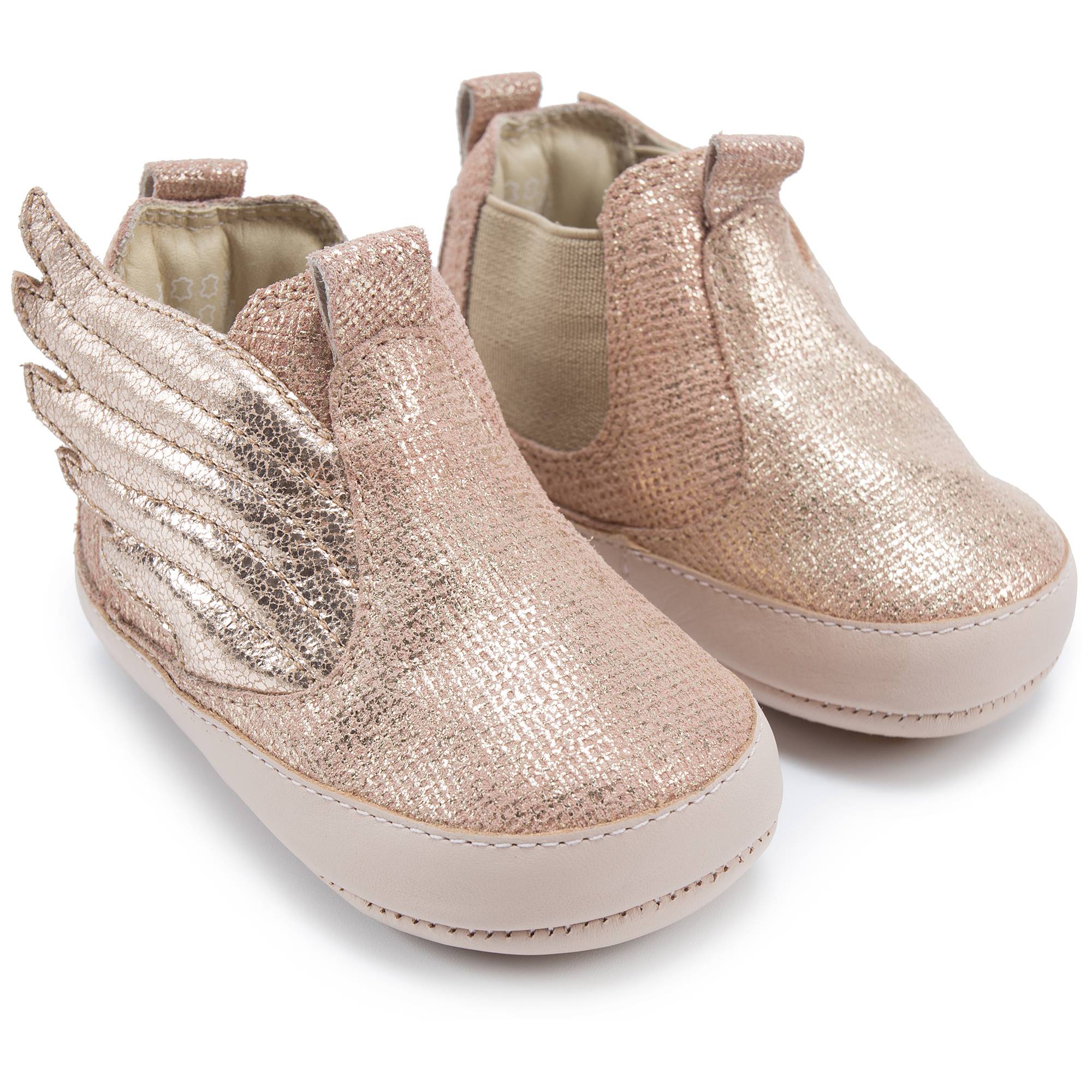 Baby Girls Rose Salmon Shine Leather Shoes