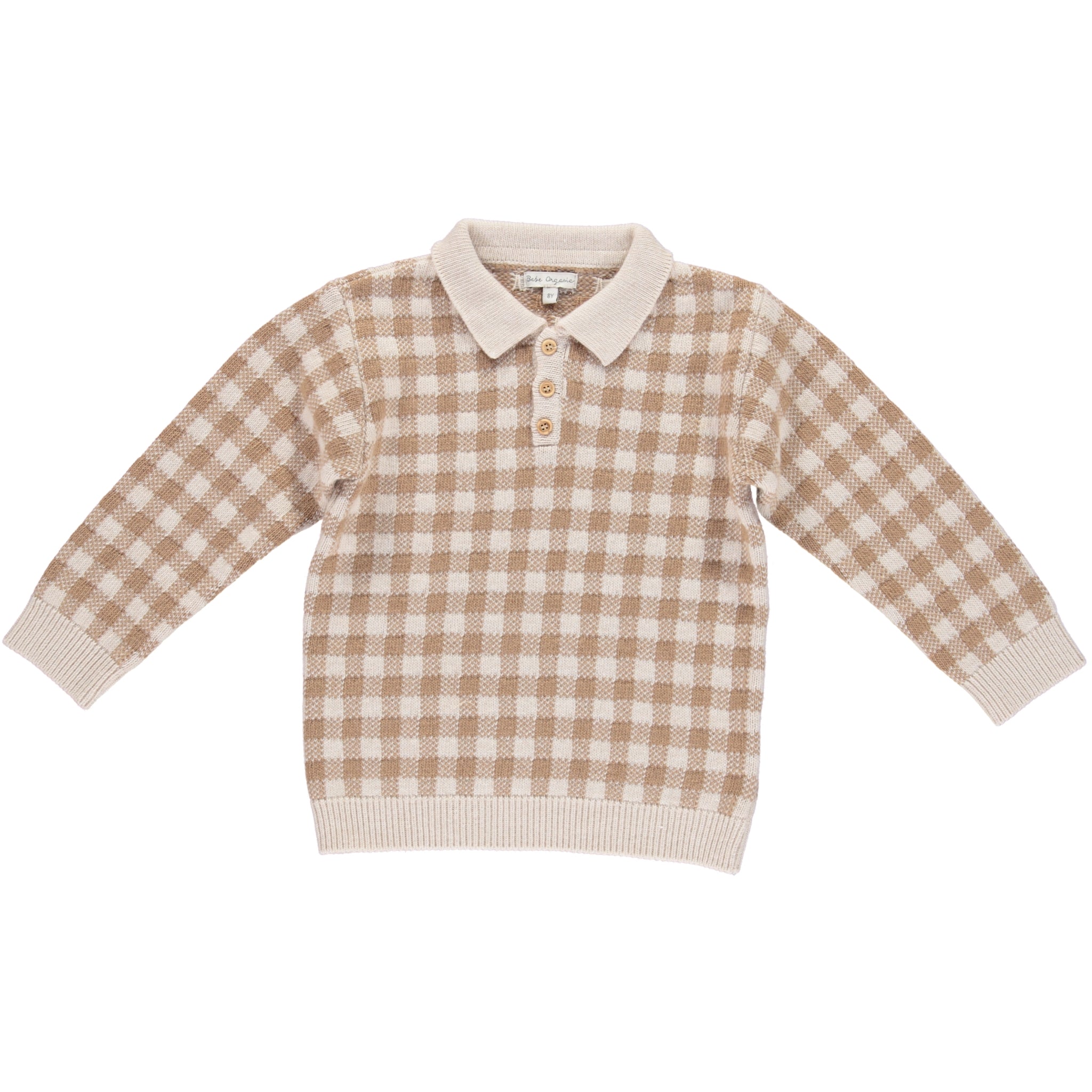 Girls Camel Check Wool Sweater