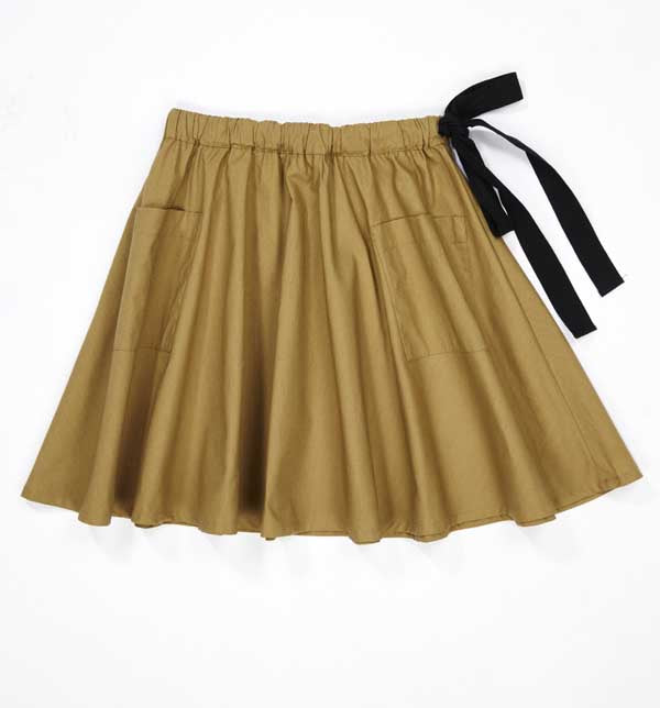 Girls Olive Cotton Skirt
