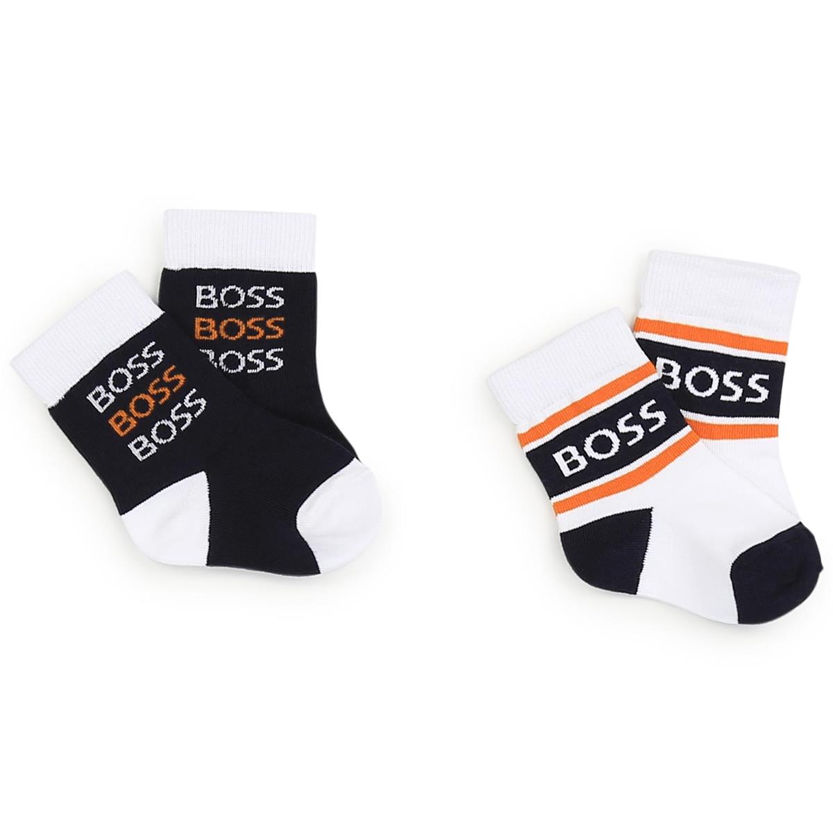 Baby Boys Black Logo Socks(2 Pack)