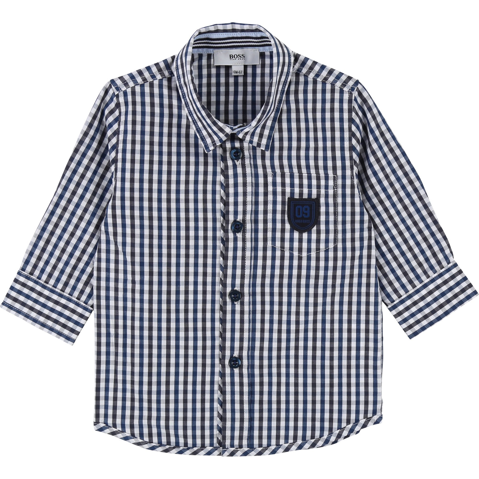 Baby Boys Blue & White Check Cotton Shirt