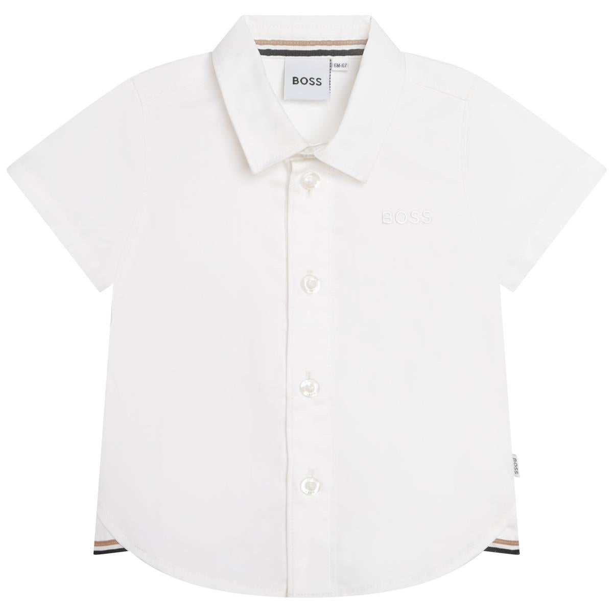 Baby Boys White Cotton Shirt