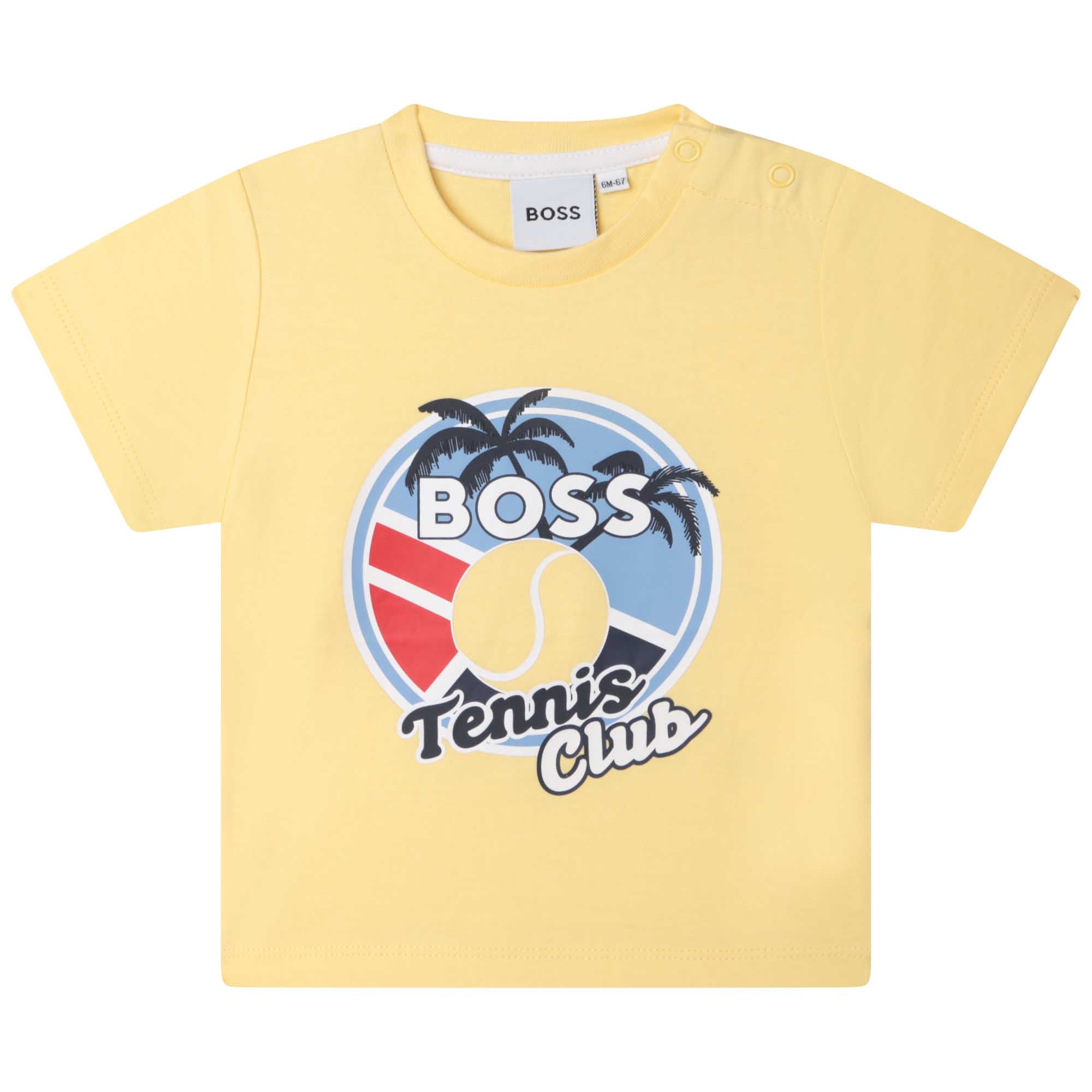 Baby Boys Yellow Printed Cotton T-Shirt