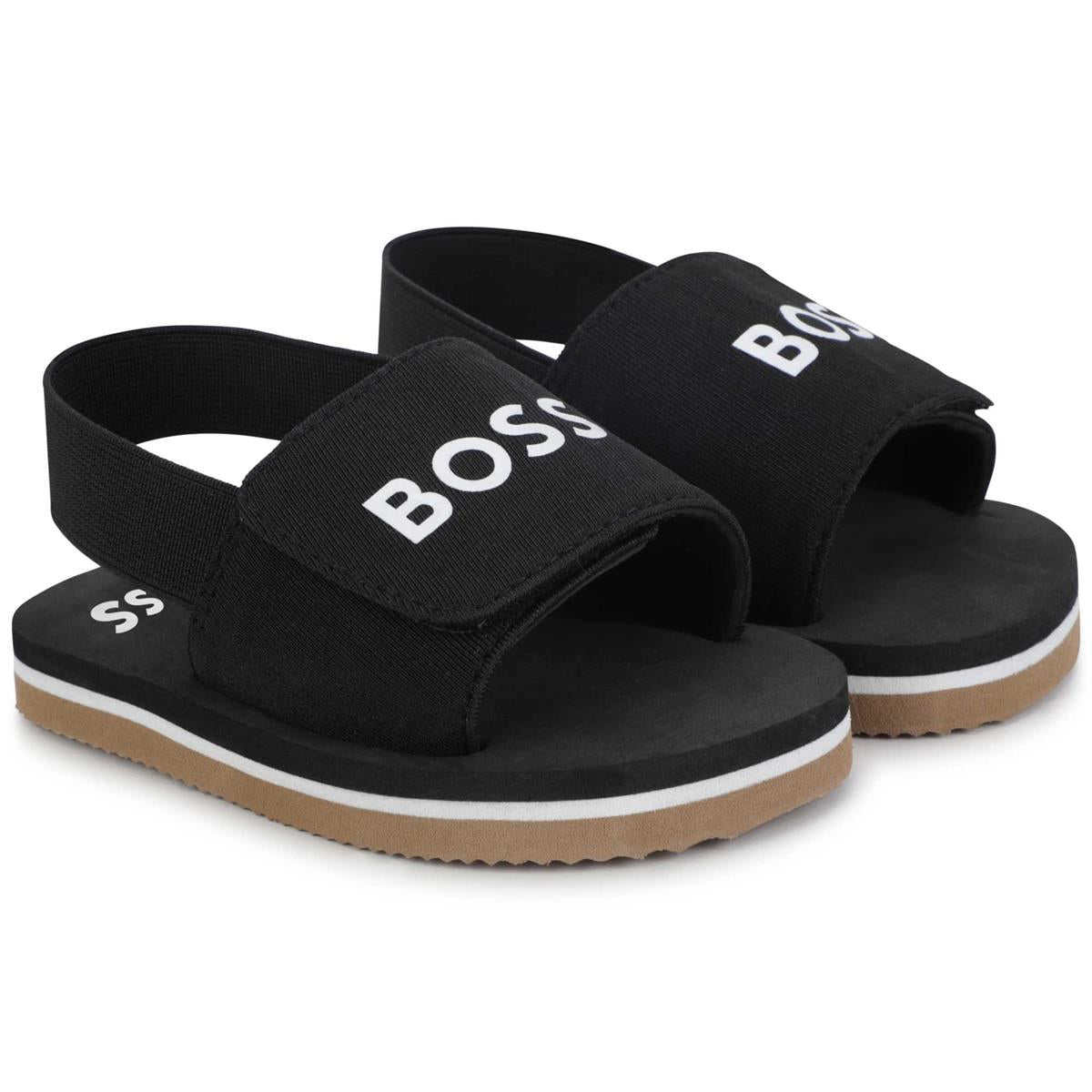 Baby Boys Black Logo Sandals