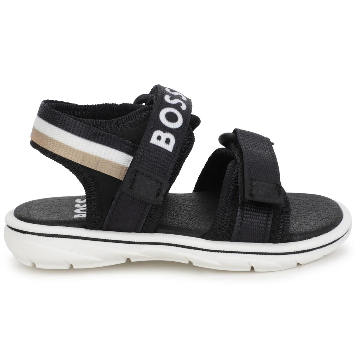 Boys Black Logo Sandals