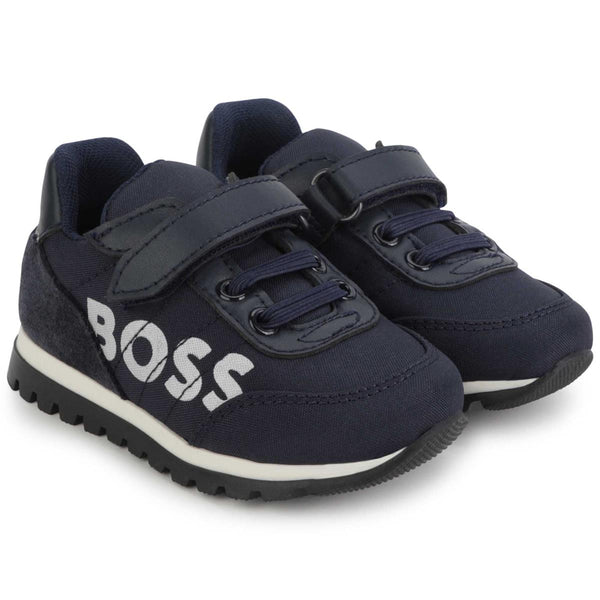 Boys Navy Logo Shoes