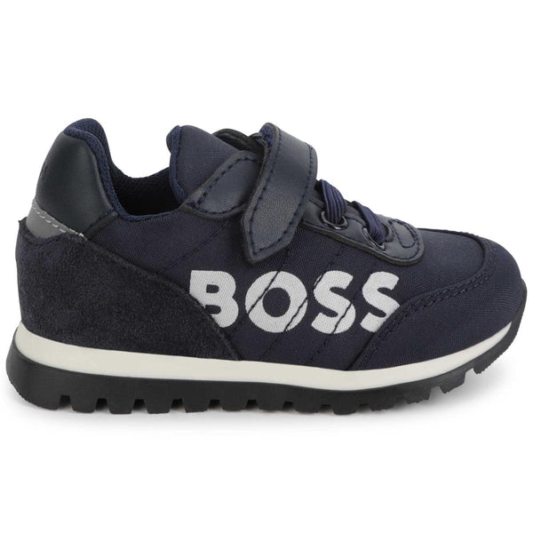 Boys Navy Logo Shoes