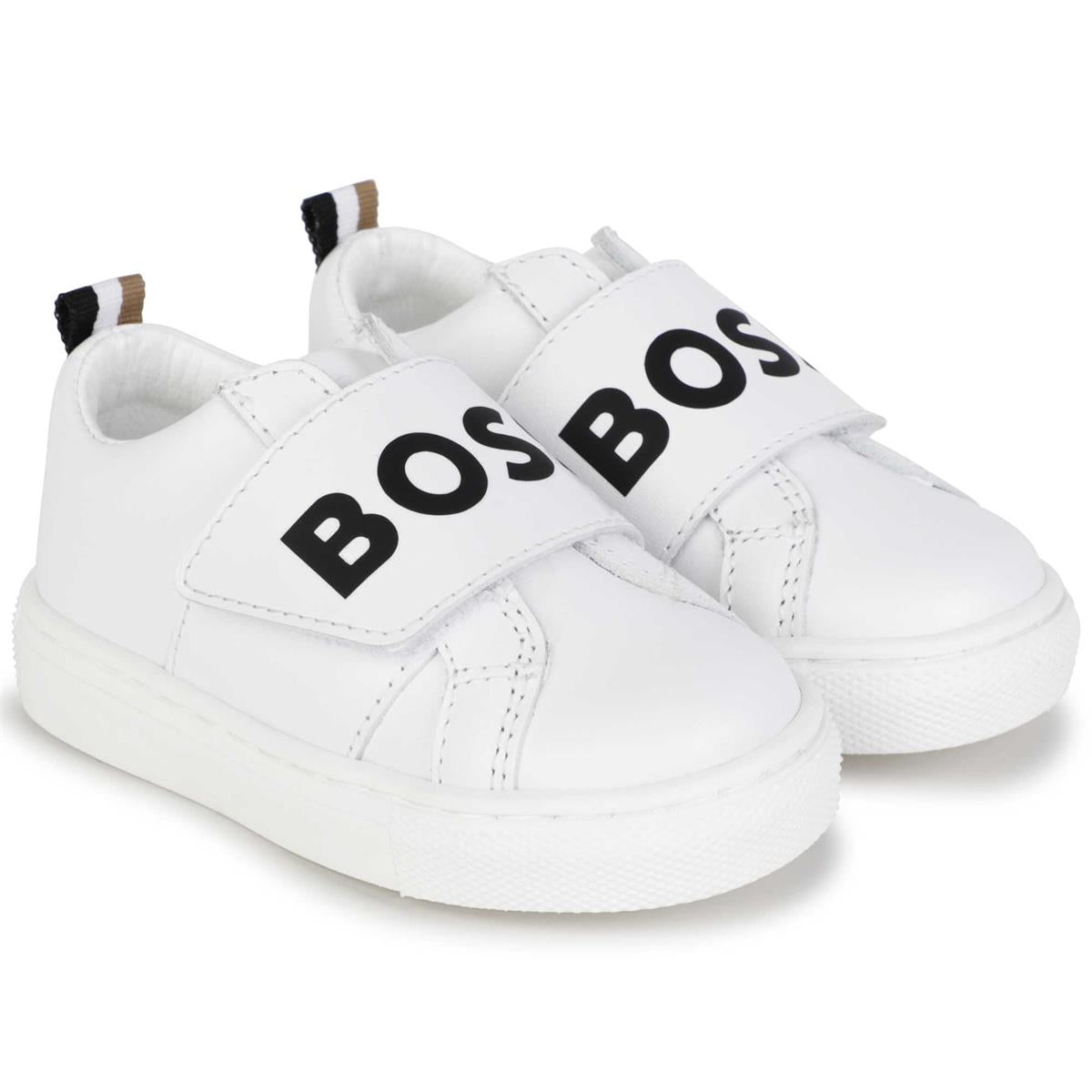 Boys & Girls White Logo Shoes