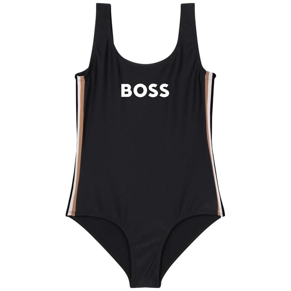 Girls Black Logo Swimsuit