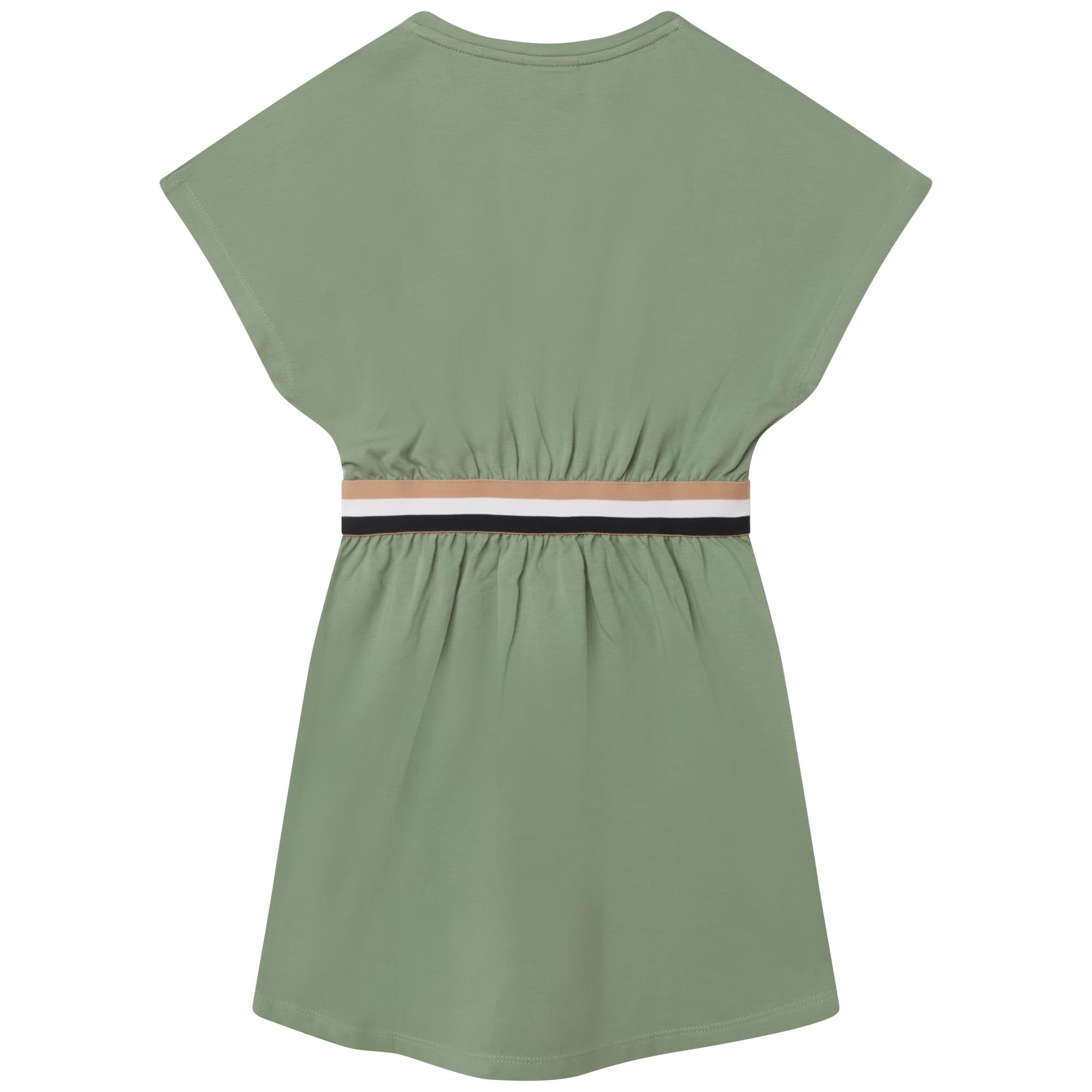Girls Green Logo Cotton Dress