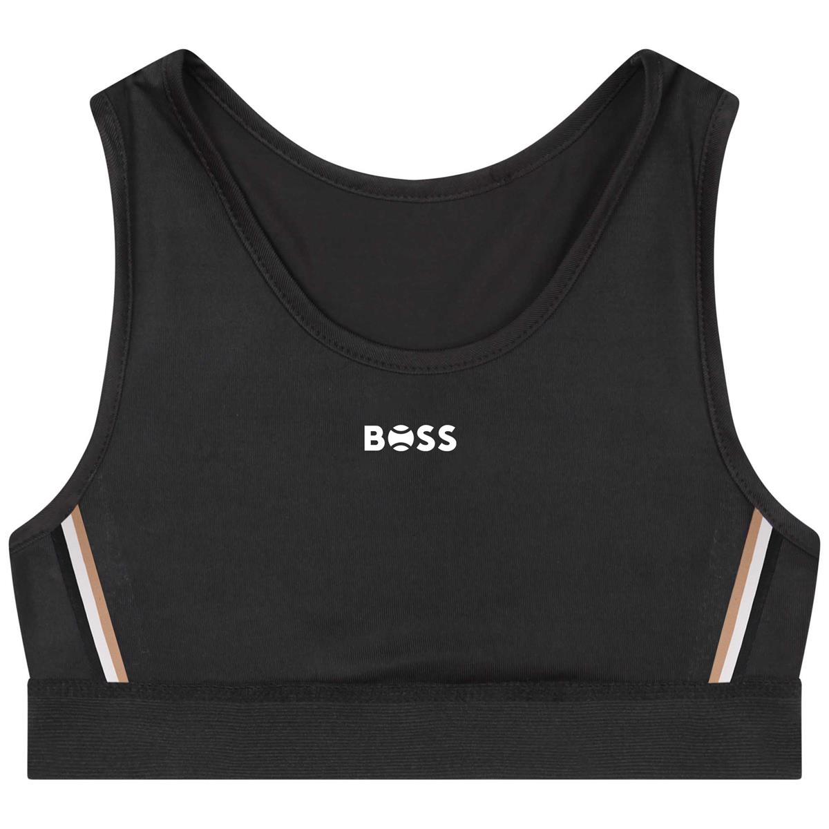 Girls Black Logo Sport Vest