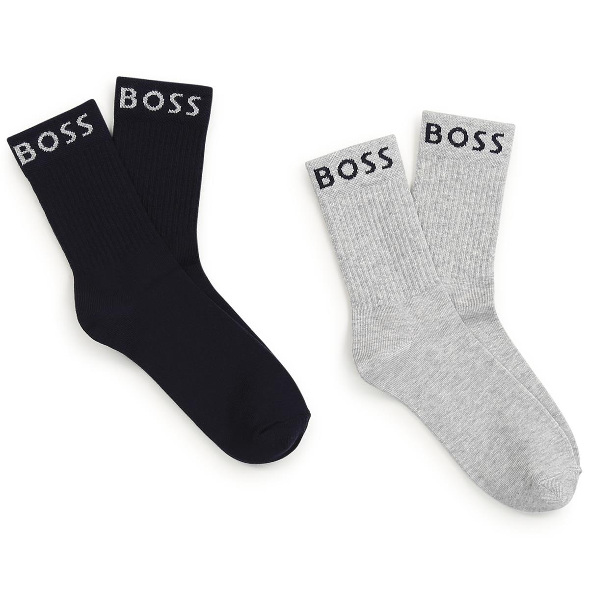 Boys Black Logo Socks(2 Pack)