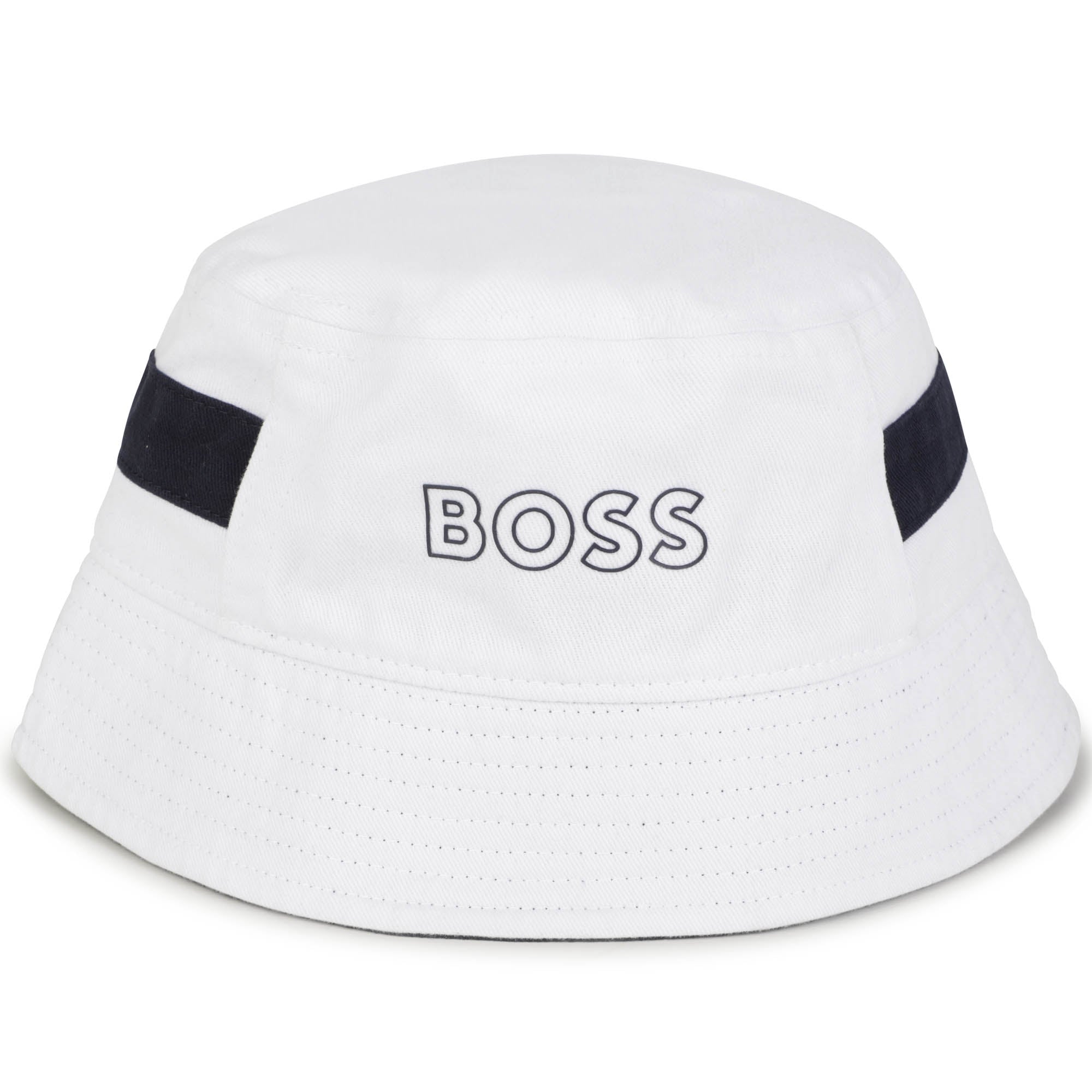 Boys White Logo Cotton Bucket Hat