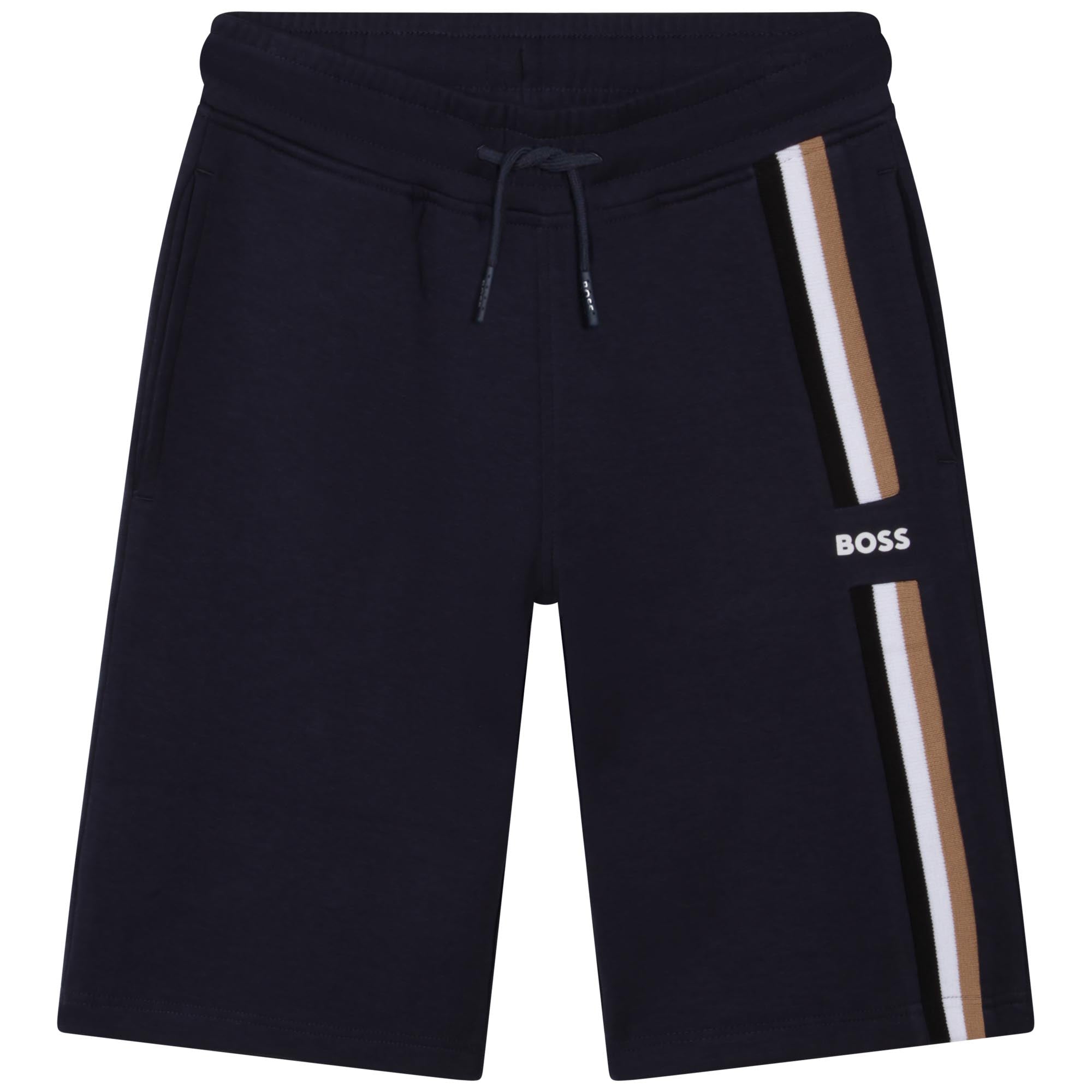 Boys Navy Logo Cotton Shorts