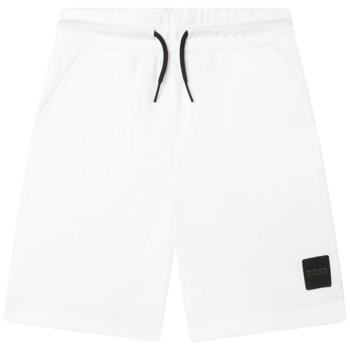 Boys White Cotton Shorts