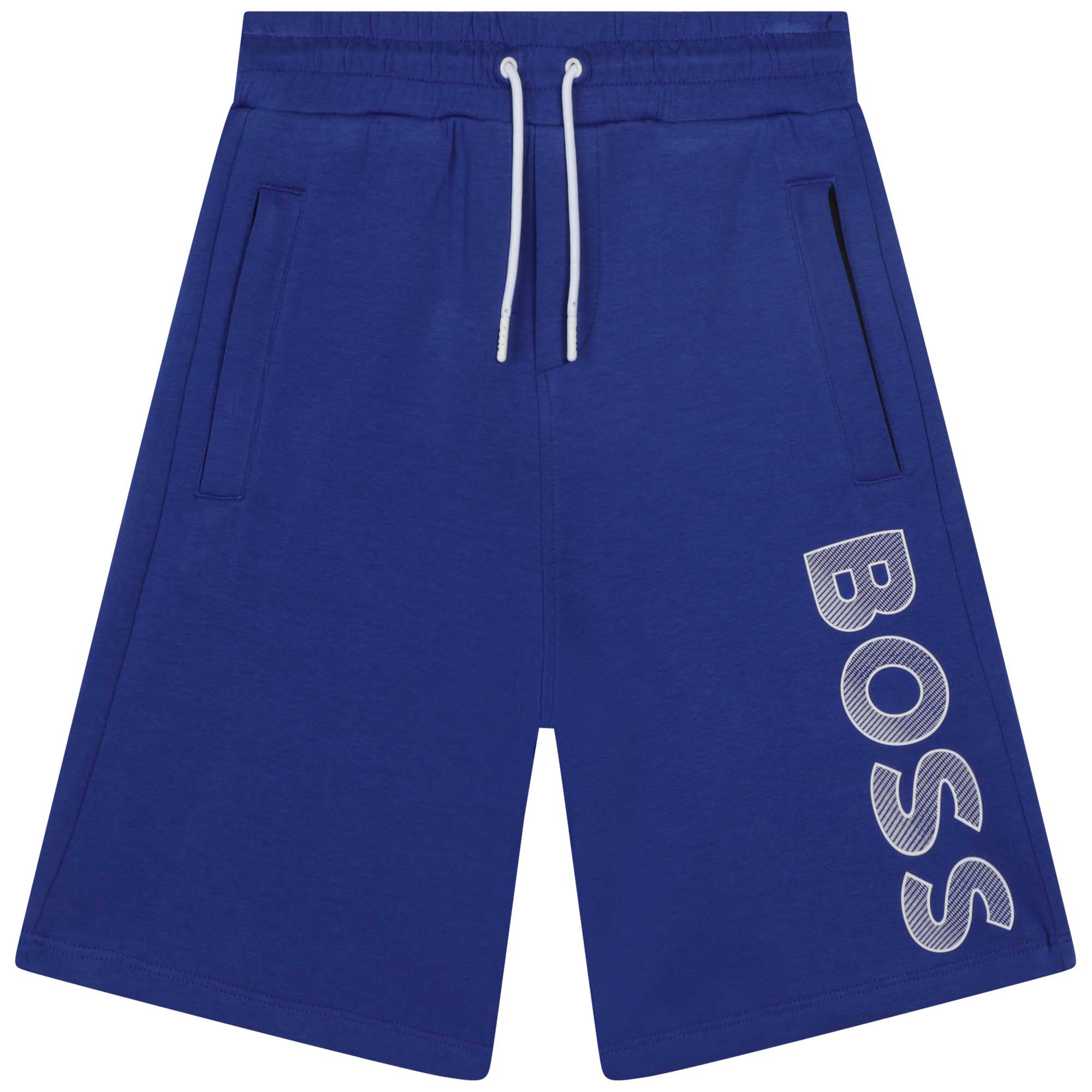 Boys Blue Logo Cotton Shorts